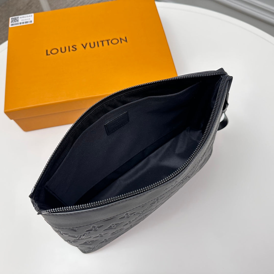 Louis Vuitton Monogram Shadow Pochette Discovery Clutch Bag - Black