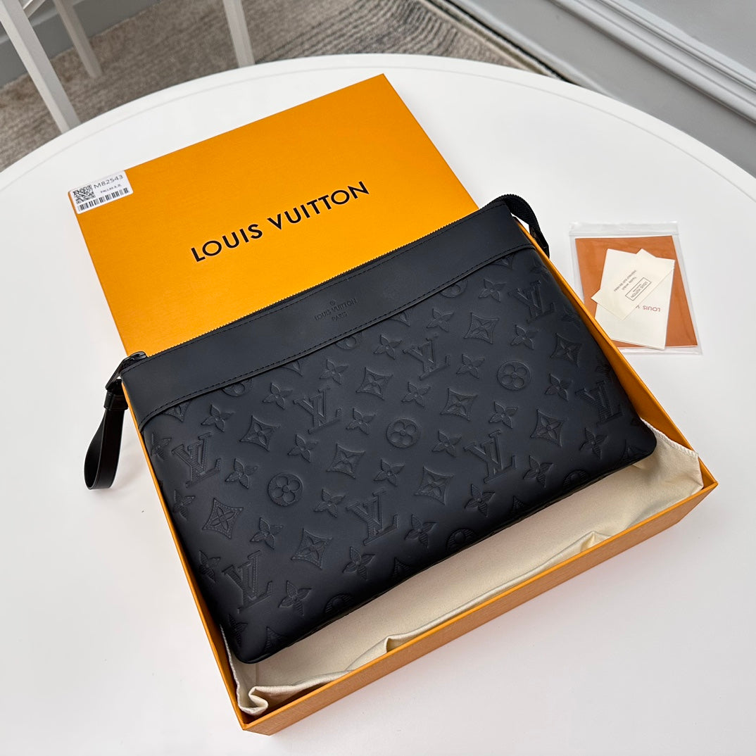 Louis Vuitton Monogram Shadow Pochette Discovery Clutch Bag - Black