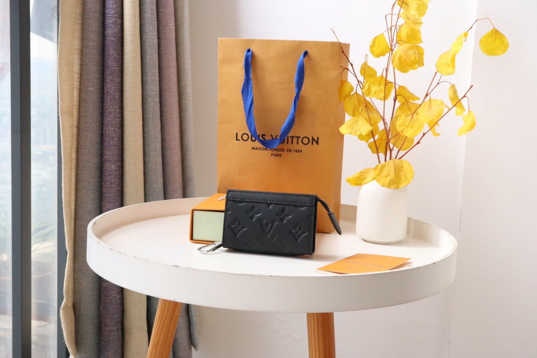 Louis Vuitton Black Monogram Empreinte Lambskin Pochette Coussin Bag