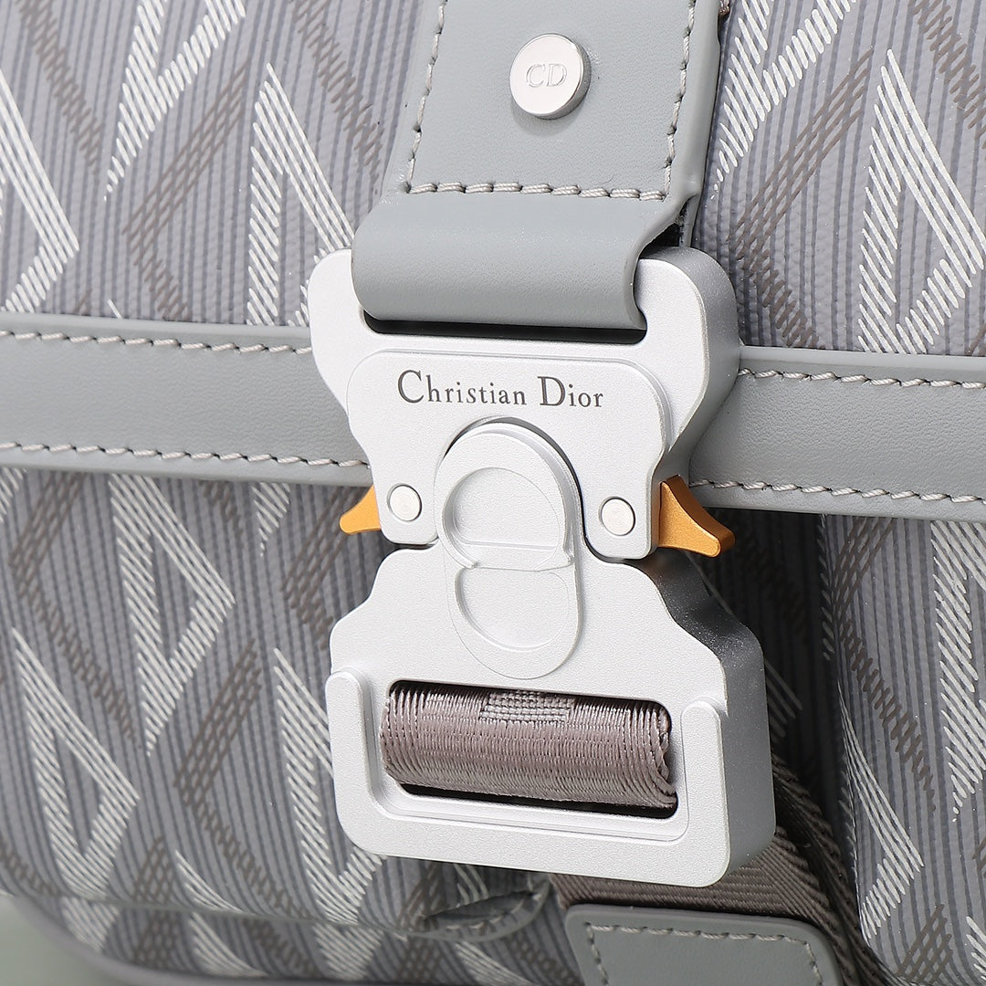 Christian Dior CD Diamond Grey Messenger Bag with Adjustable Strap