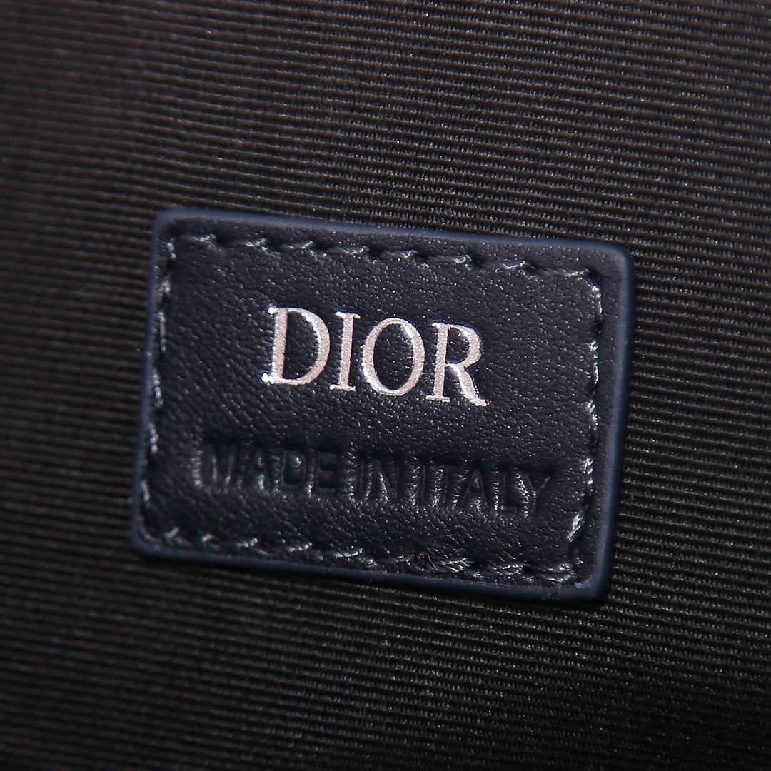 Dior Grey Geometric Diamond Pattern Crossbody Bag with Buckle Closure