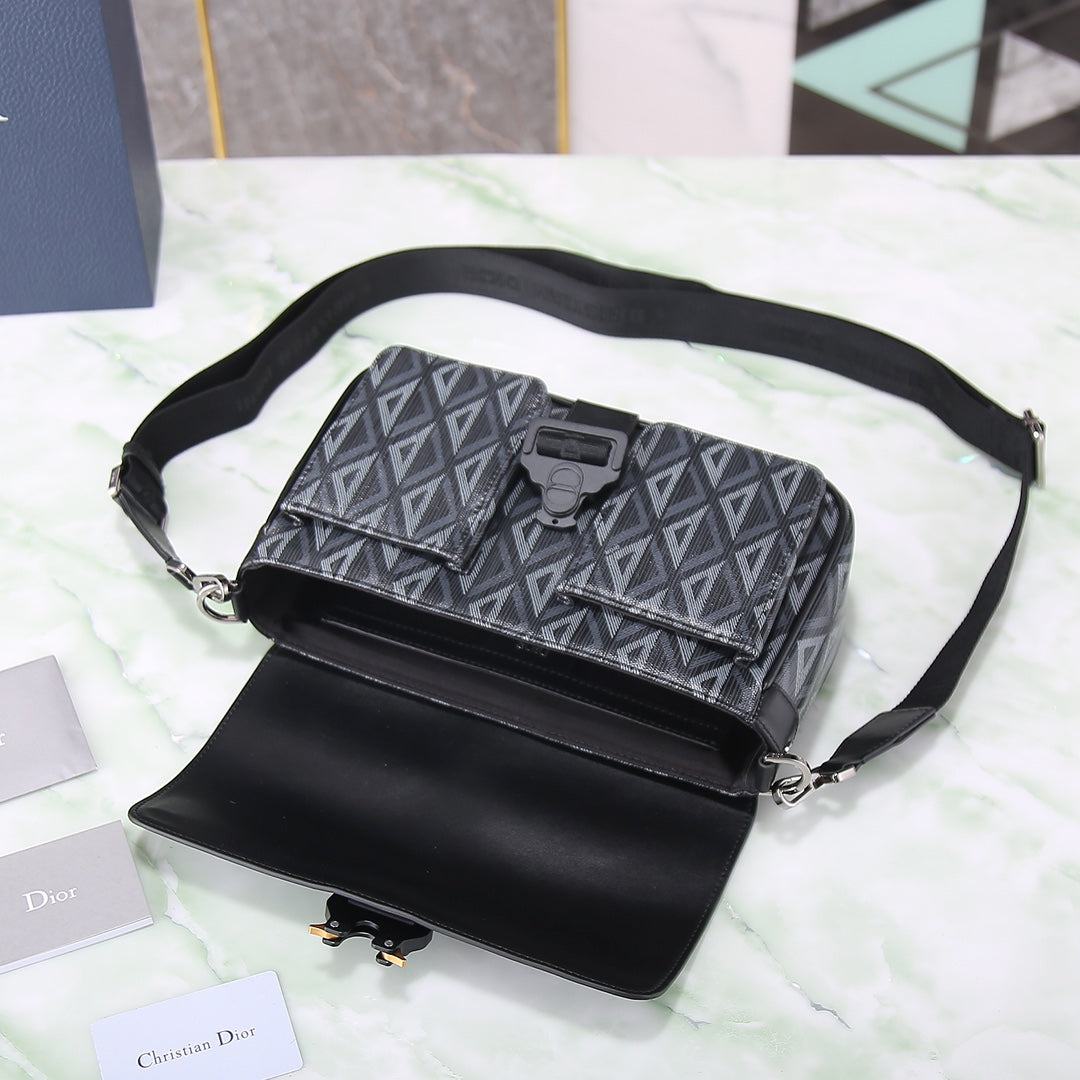 Dior Explorer Messenger Bag CD Diamond Canvas Black