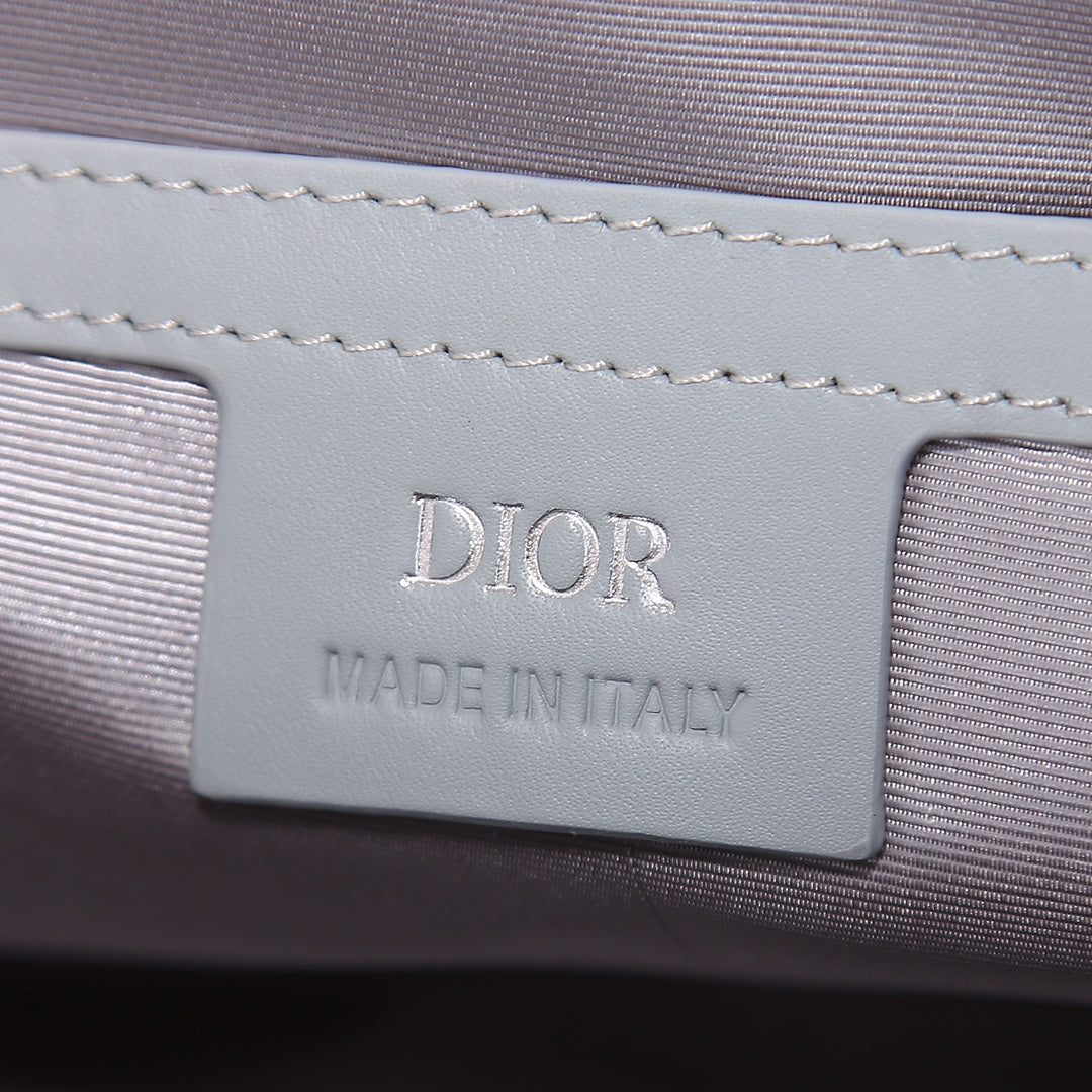 Dior Lingot 22 Messenger Bag - CD Diamond Canvas & Smooth Calfskin Grey/Blue