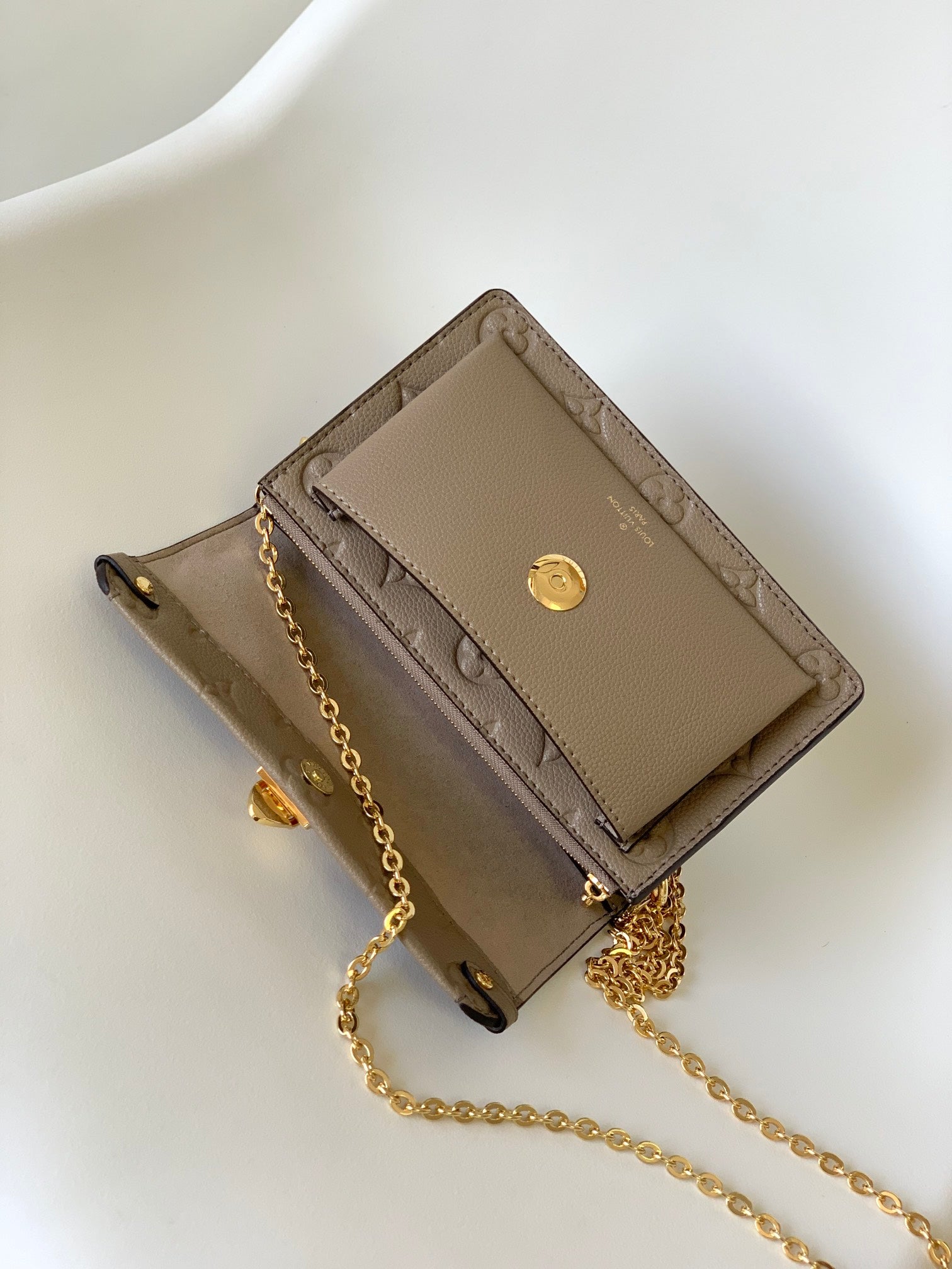 Louis Vuitton Vavin Chain Wallet Monogram Empreinte Leather Turtledove