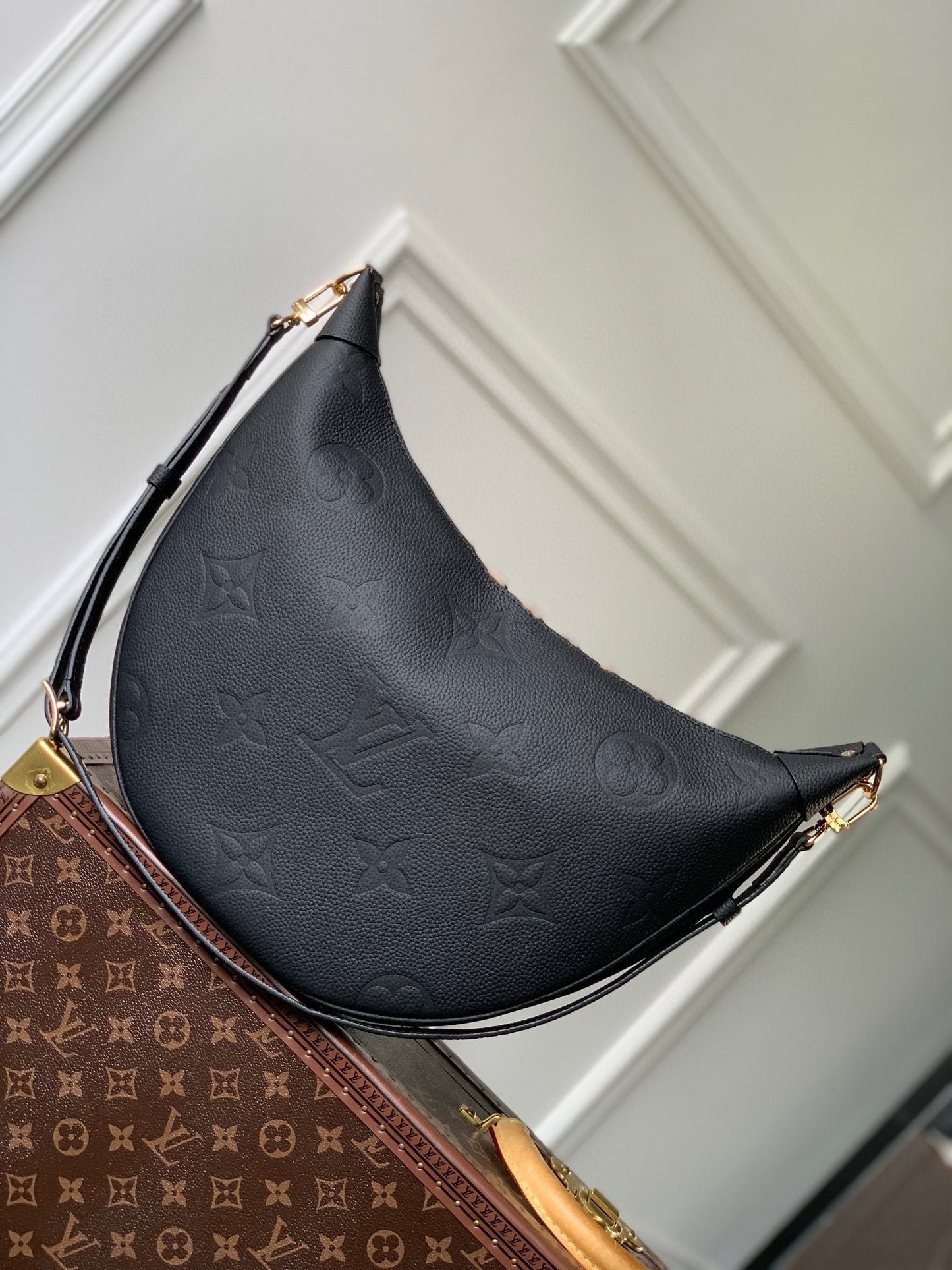 Louis Vuitton Loop Handbag Monogram Empreinte Leather Black