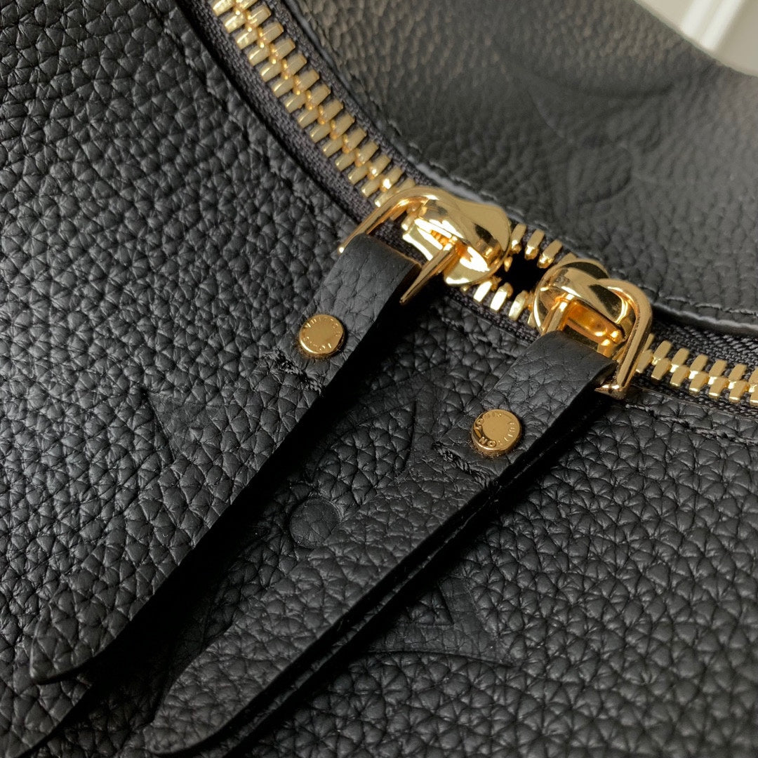 Louis Vuitton Black Embossed Leather Crescent Shoulder Bag with Gold Chain