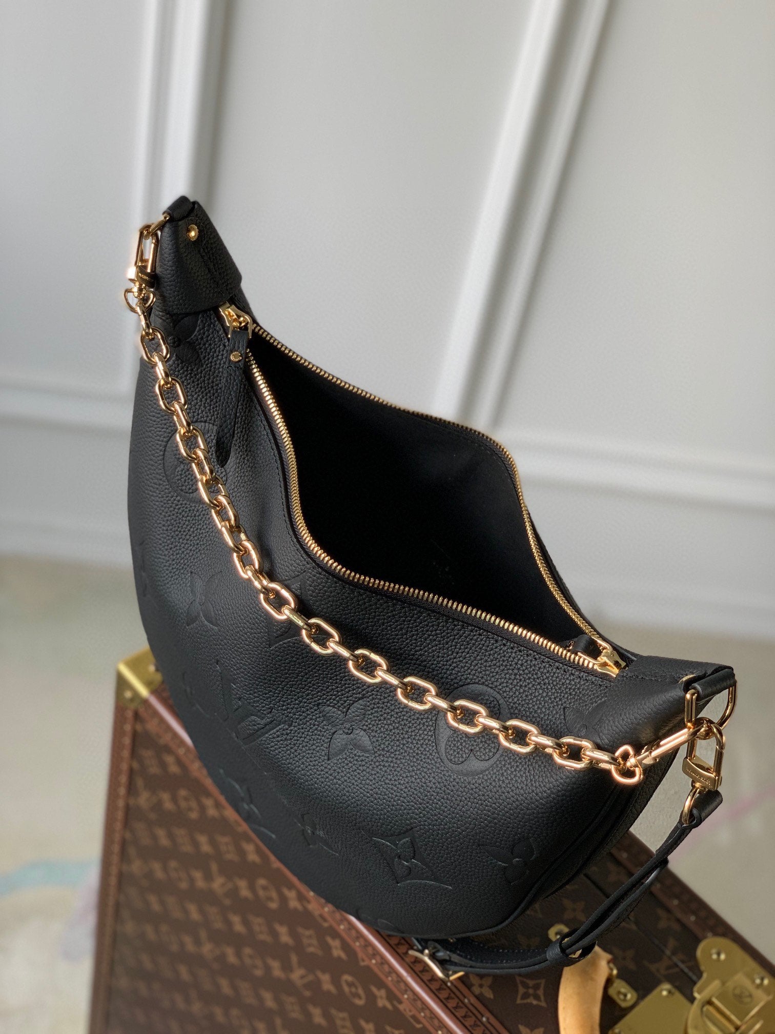 Louis Vuitton Loop Handbag Monogram Empreinte Leather Black