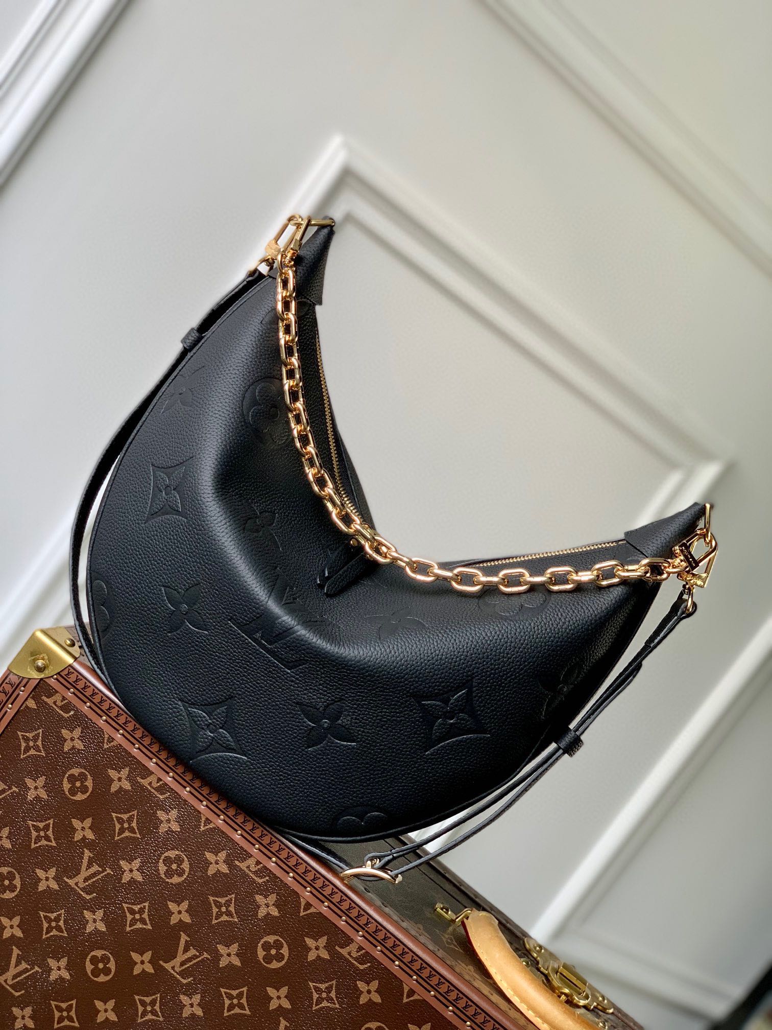 Louis Vuitton Loop Handbag Monogram Empreinte Leather Black