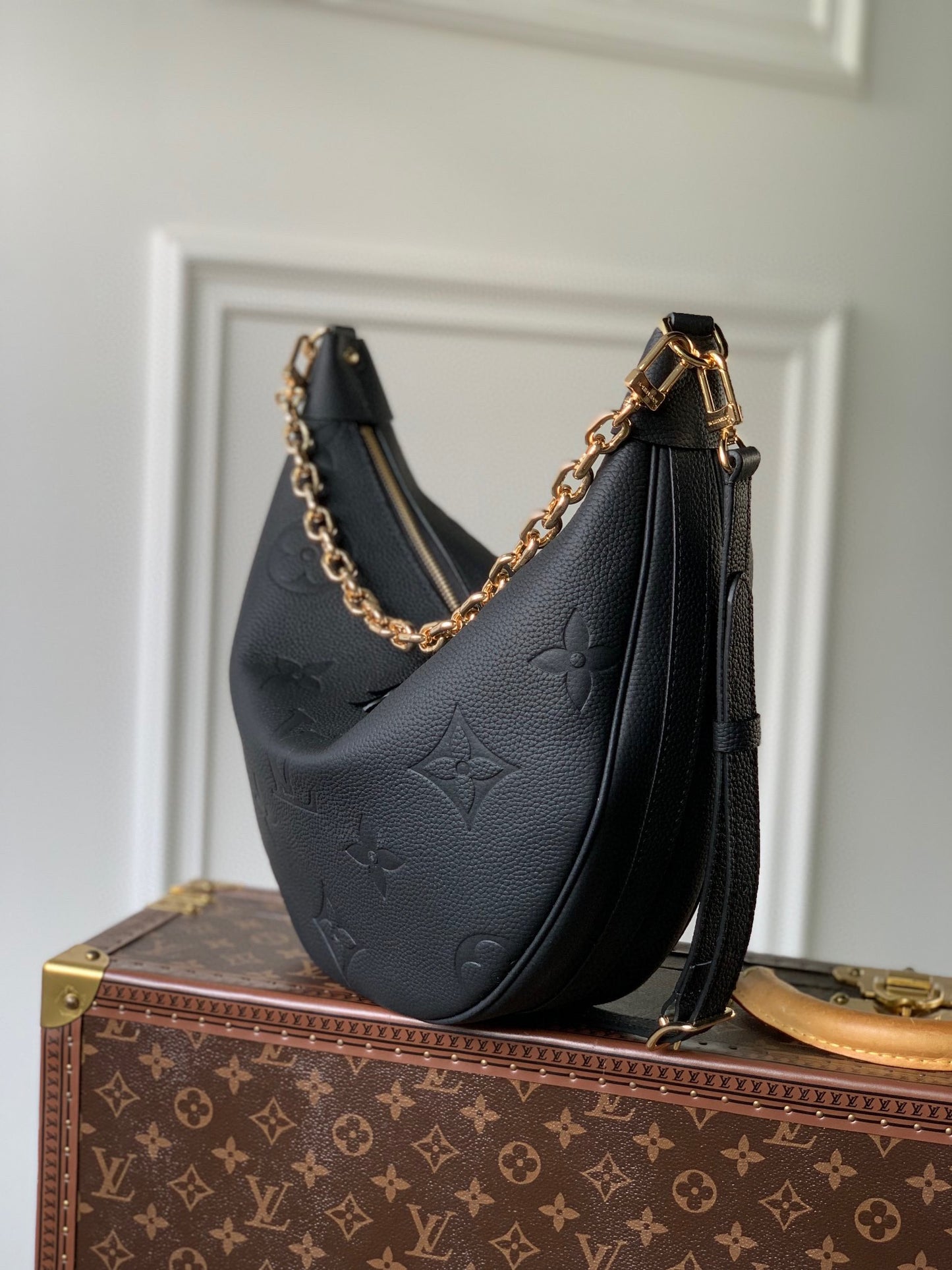 Louis Vuitton Loop Handbag Monogram Empreinte Leather Black
