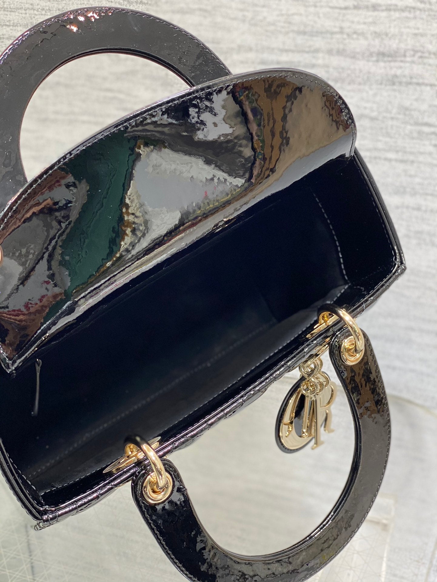 Dior Classic Black Patent Leather Quilted Mini Crossbody Handbag