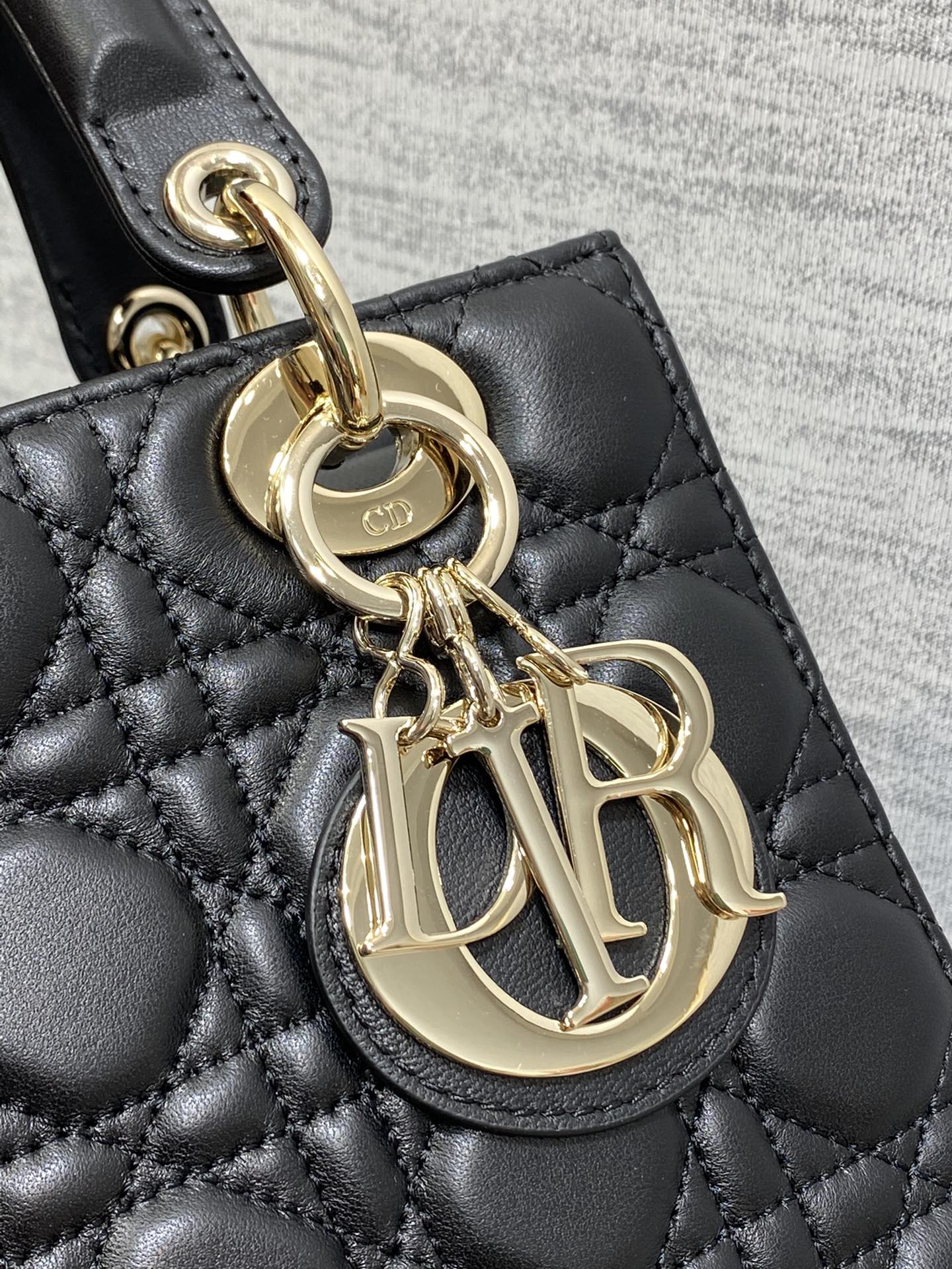 Lady Dior My ABCDior Bag - Black Cannage Lambskin with Pale Gold Hardware