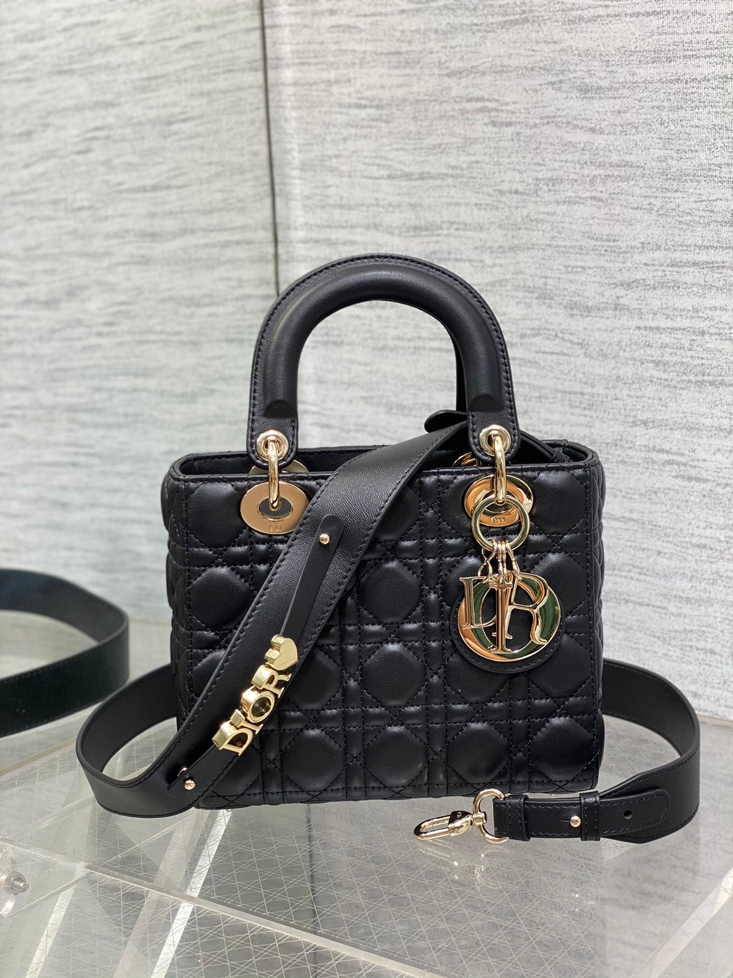 Lady Dior My ABCDior Bag - Black Cannage Lambskin with Pale Gold Hardware