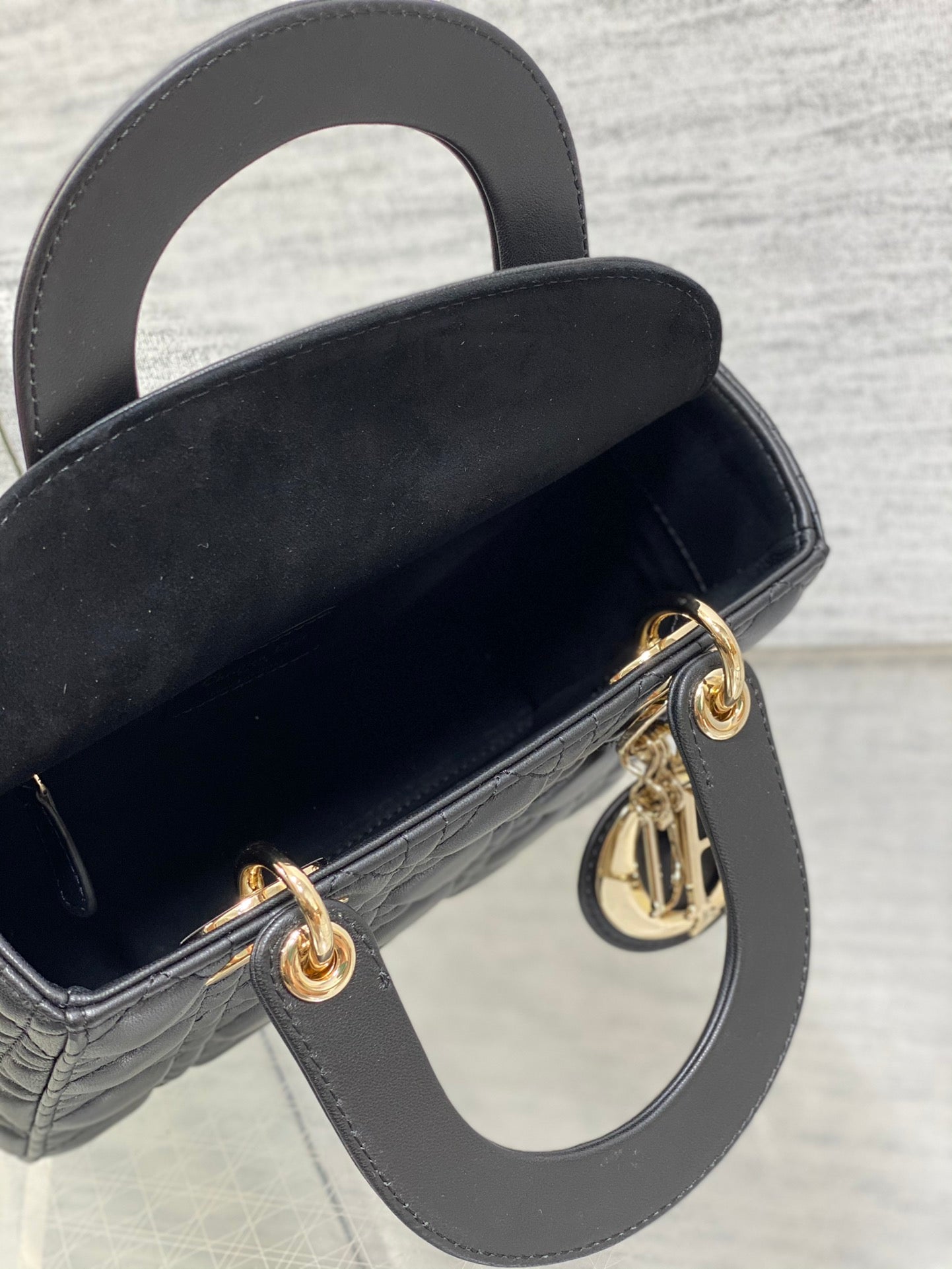 Dior Small Lady Dior My ABCDior Bag Black Cannage Lambskin Gold-Finish Metal