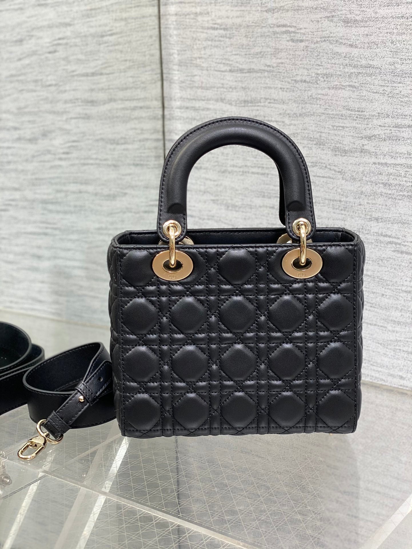 Dior Small Lady Dior My ABCDior Bag Black Cannage Lambskin Gold-Finish Metal