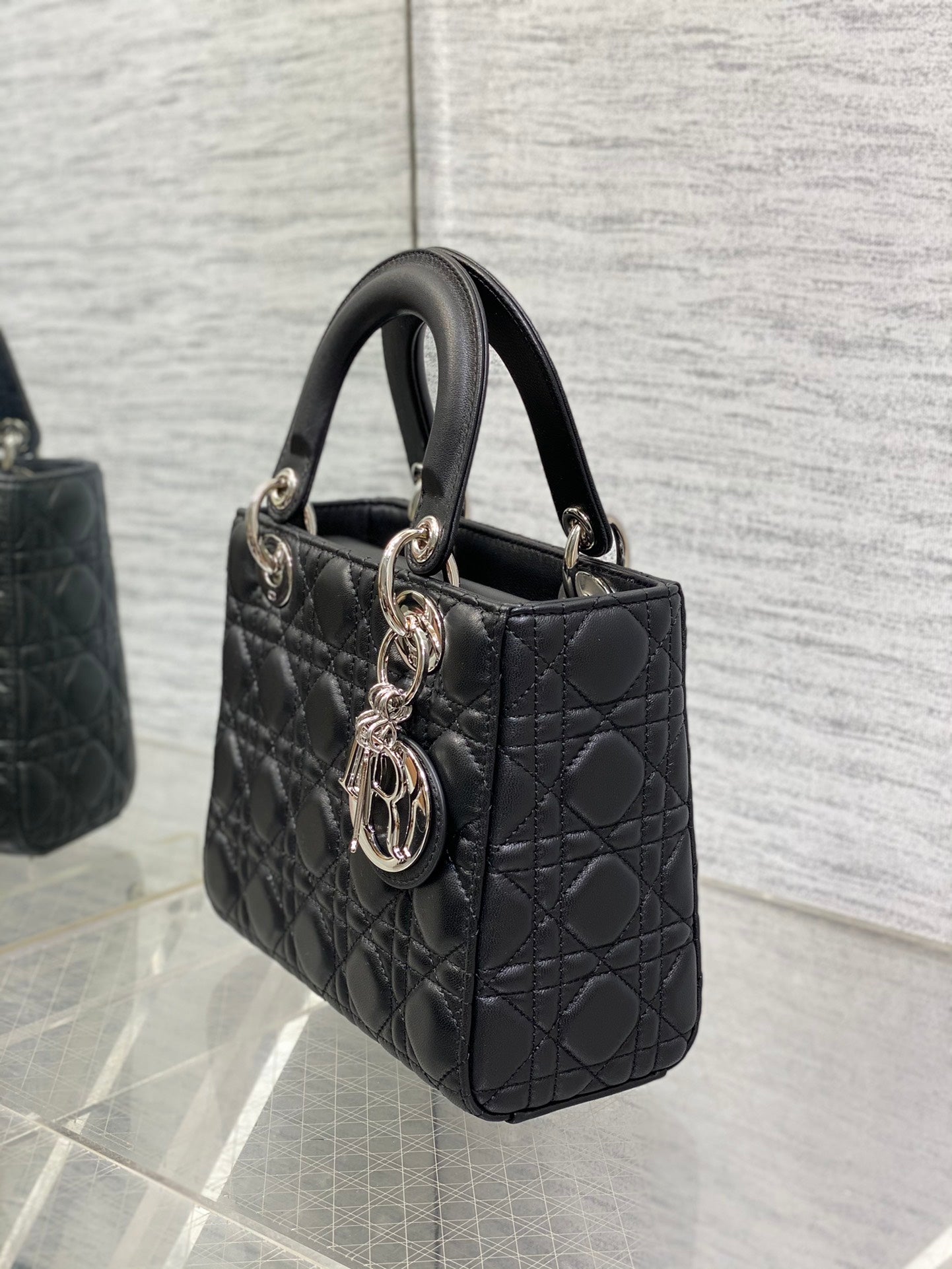 Mini Lady Dior Bag in Black Cannage Lambskin with Silver-Tone Hardware