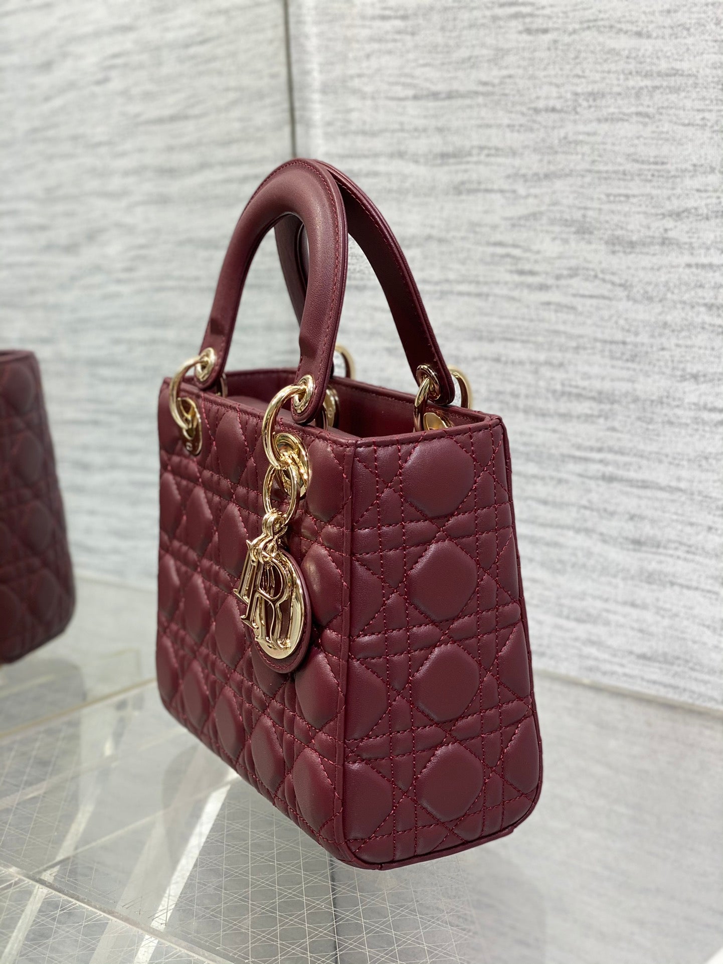 Christian Dior Small Lady Dior My ABCDior Bag - Burgundy Lambskin Cannage