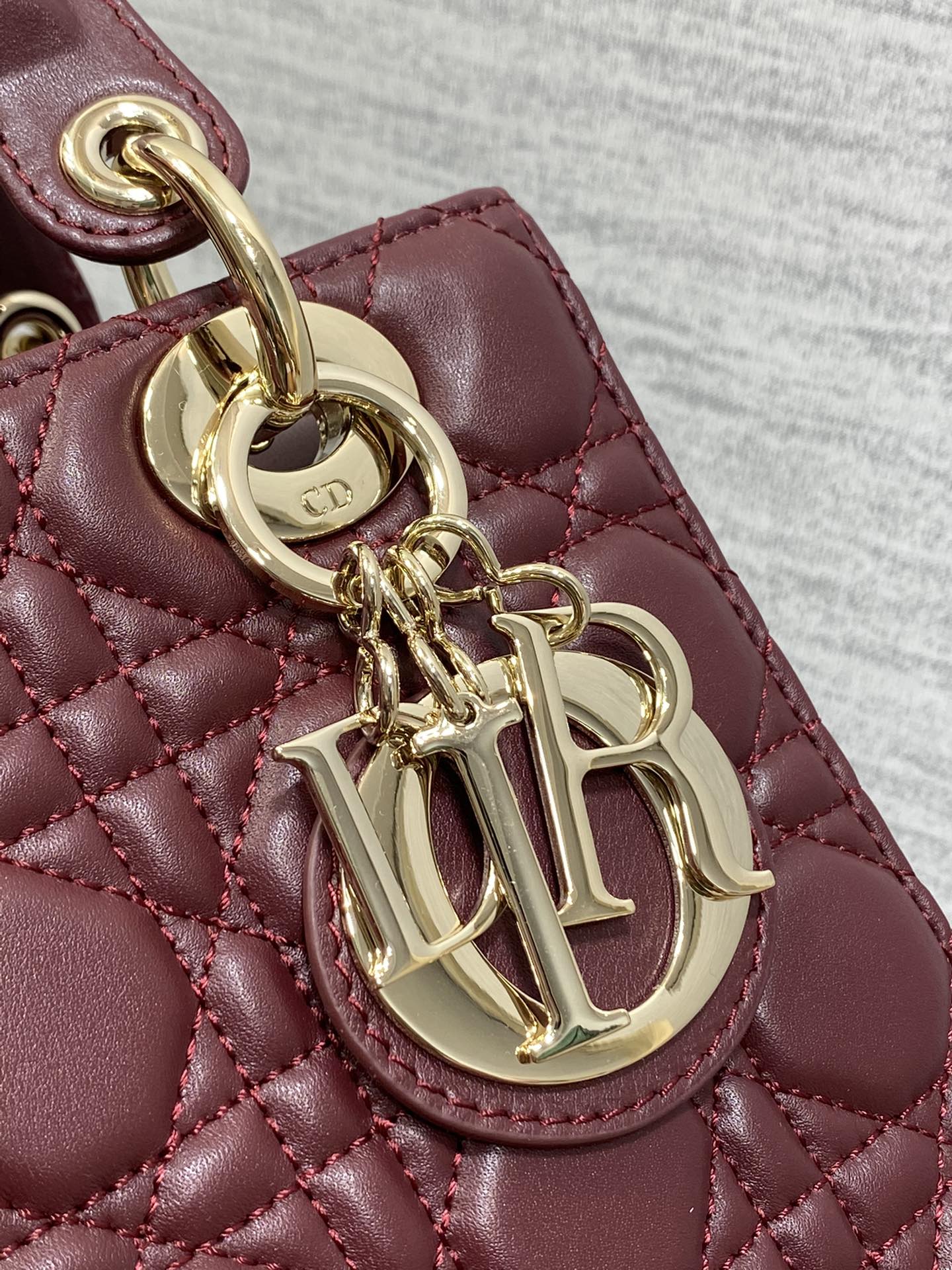 Christian Dior Small Lady Dior My ABCDior Bag - Burgundy Lambskin Cannage