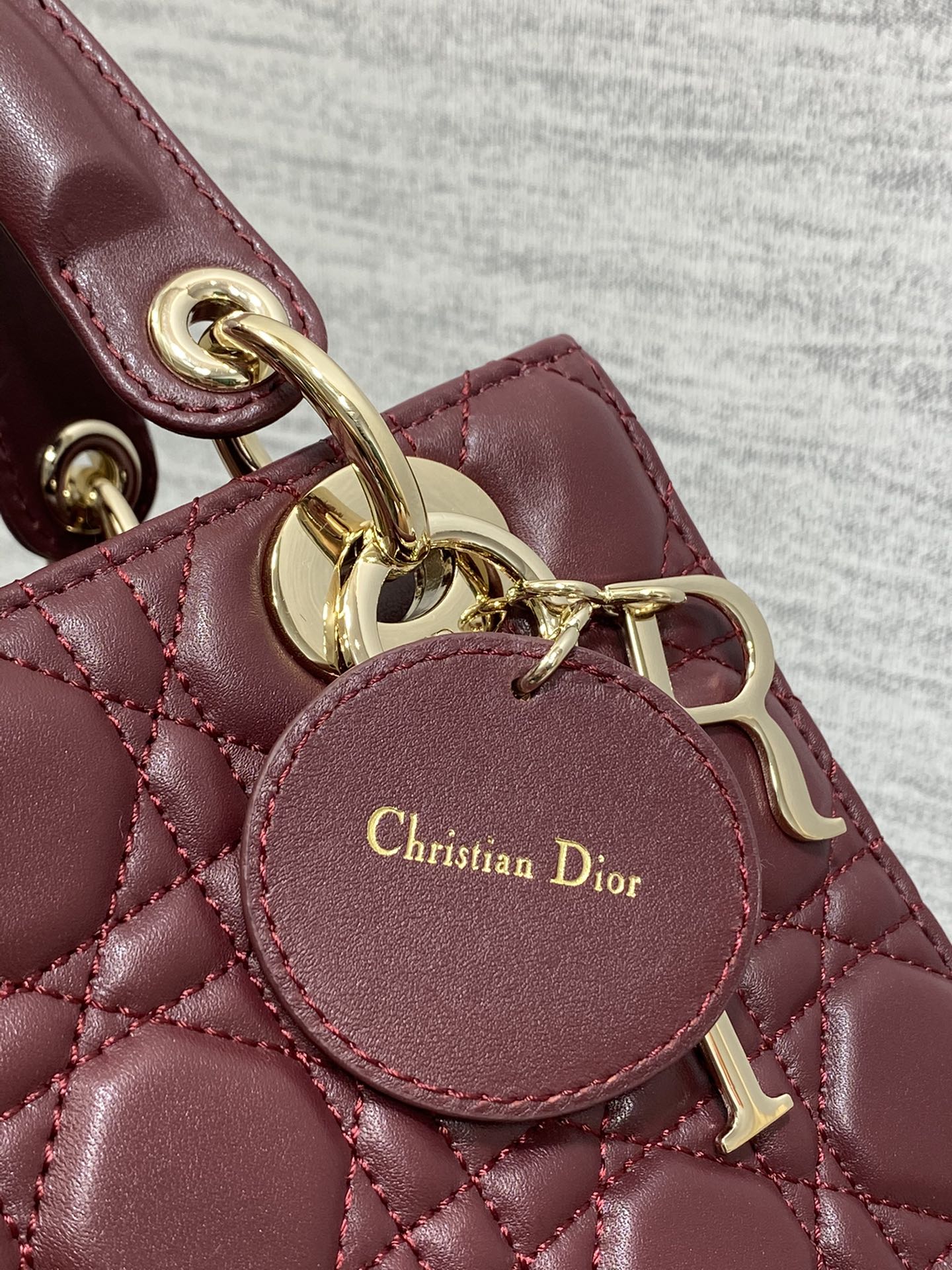 Christian Dior Small Lady Dior My ABCDior Bag - Burgundy Lambskin Cannage