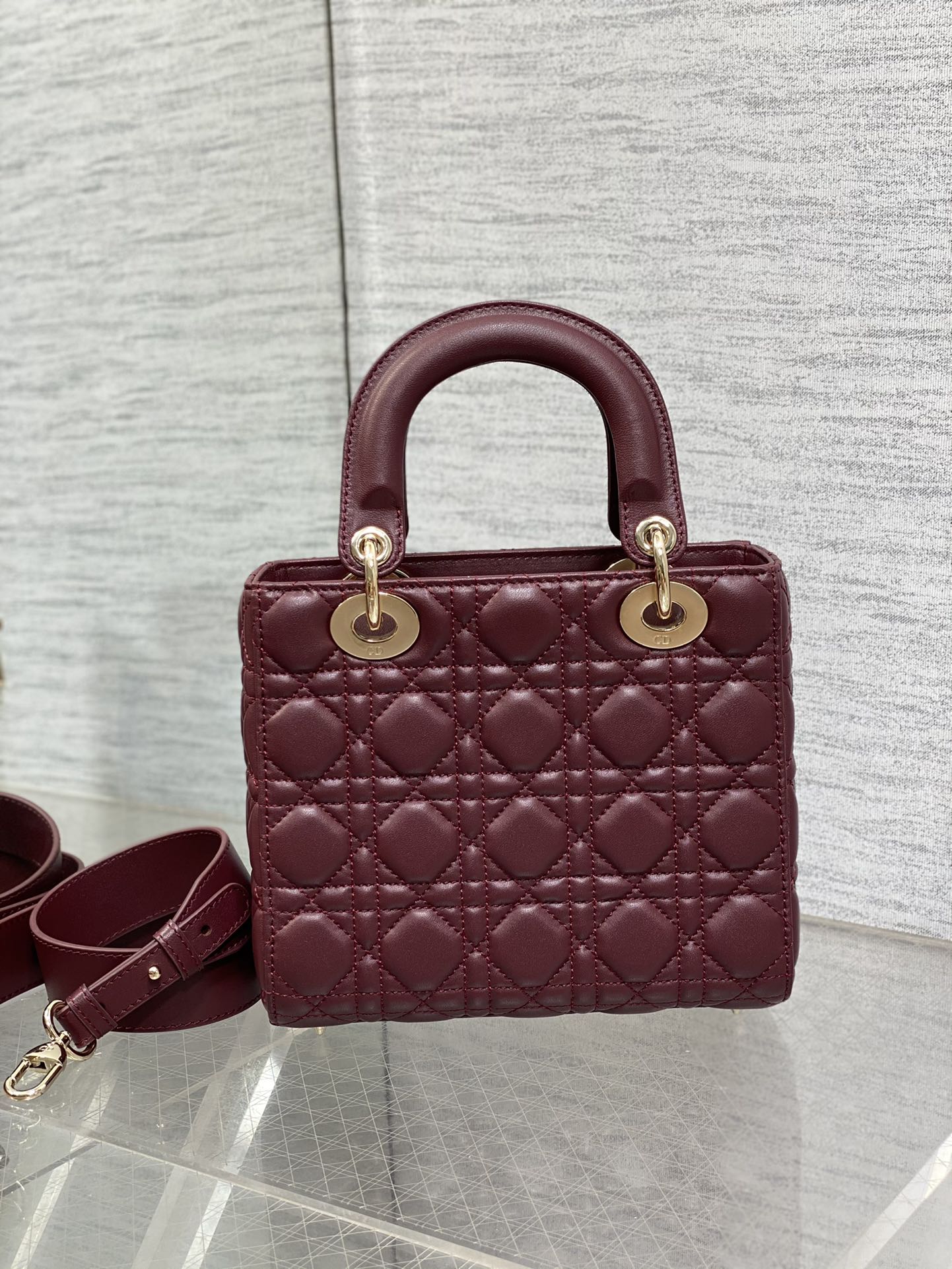 Christian Dior Small Lady Dior My ABCDior Bag - Burgundy Lambskin Cannage