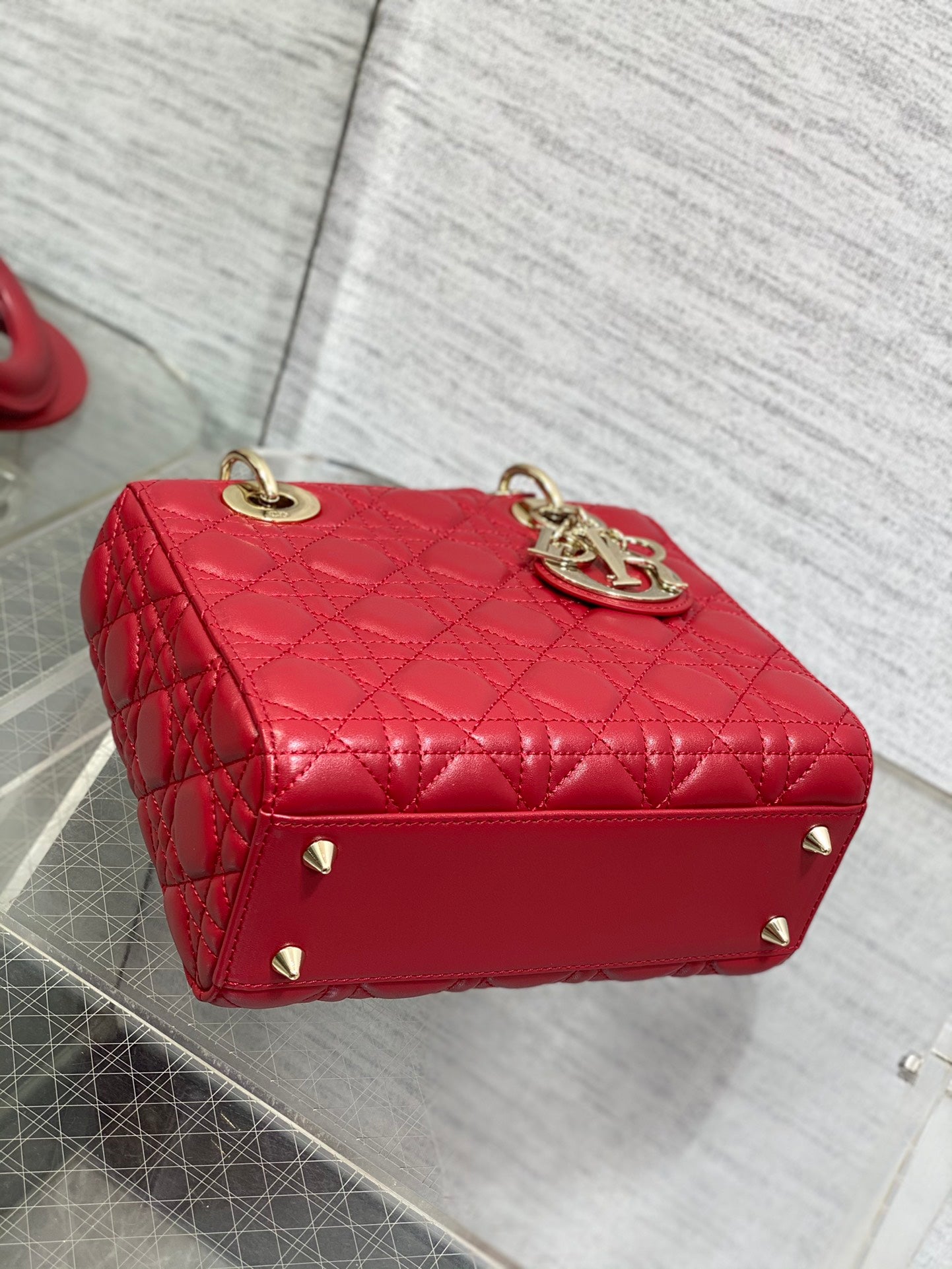 Christian Dior Small My ABCDior Lady Dior Bag - Red Cannage Lambskin with Gold-Tone Hardware
