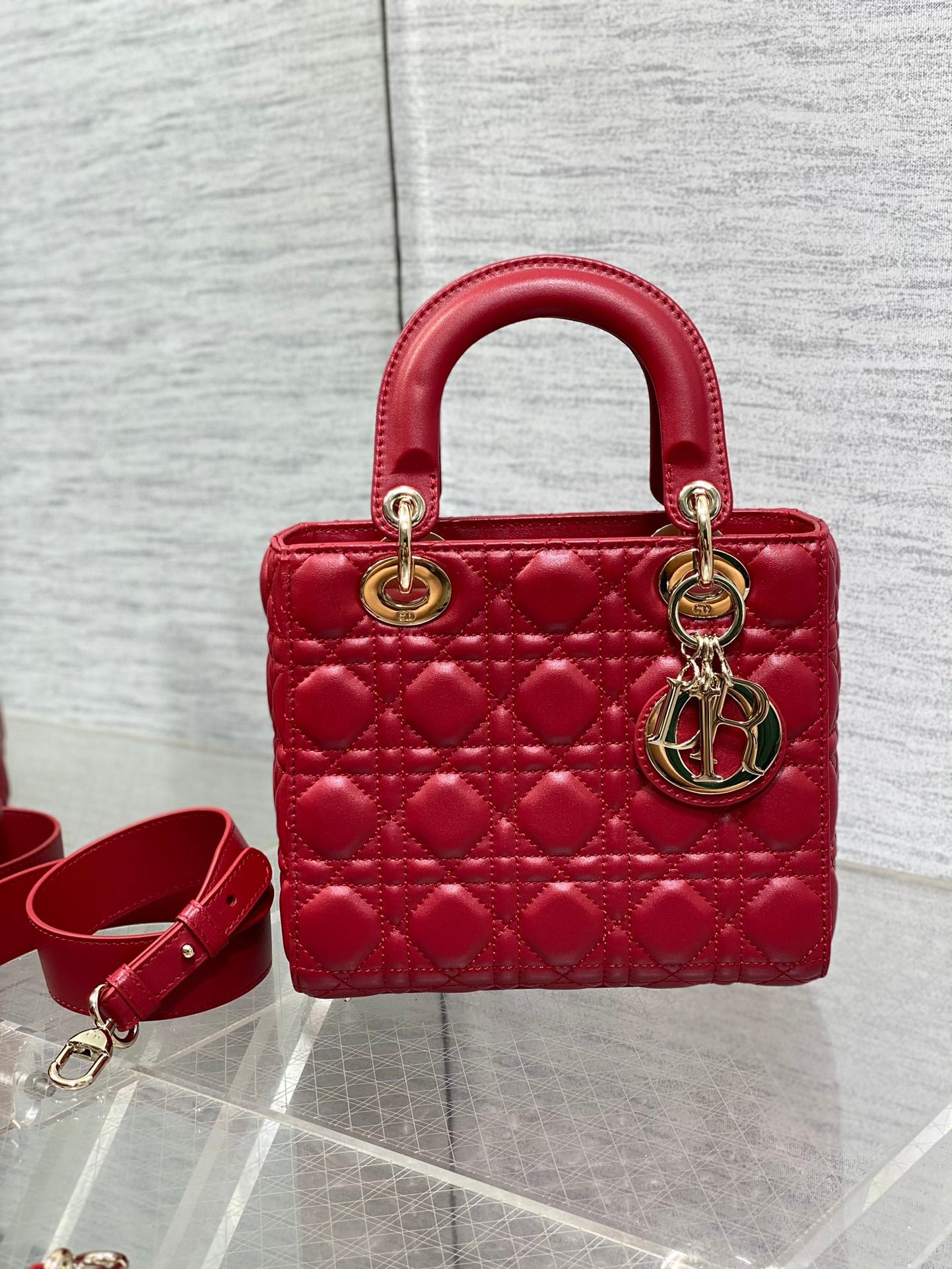 Lady Dior My ABCDior Bag - Red Cannage Lambskin Small Handbag