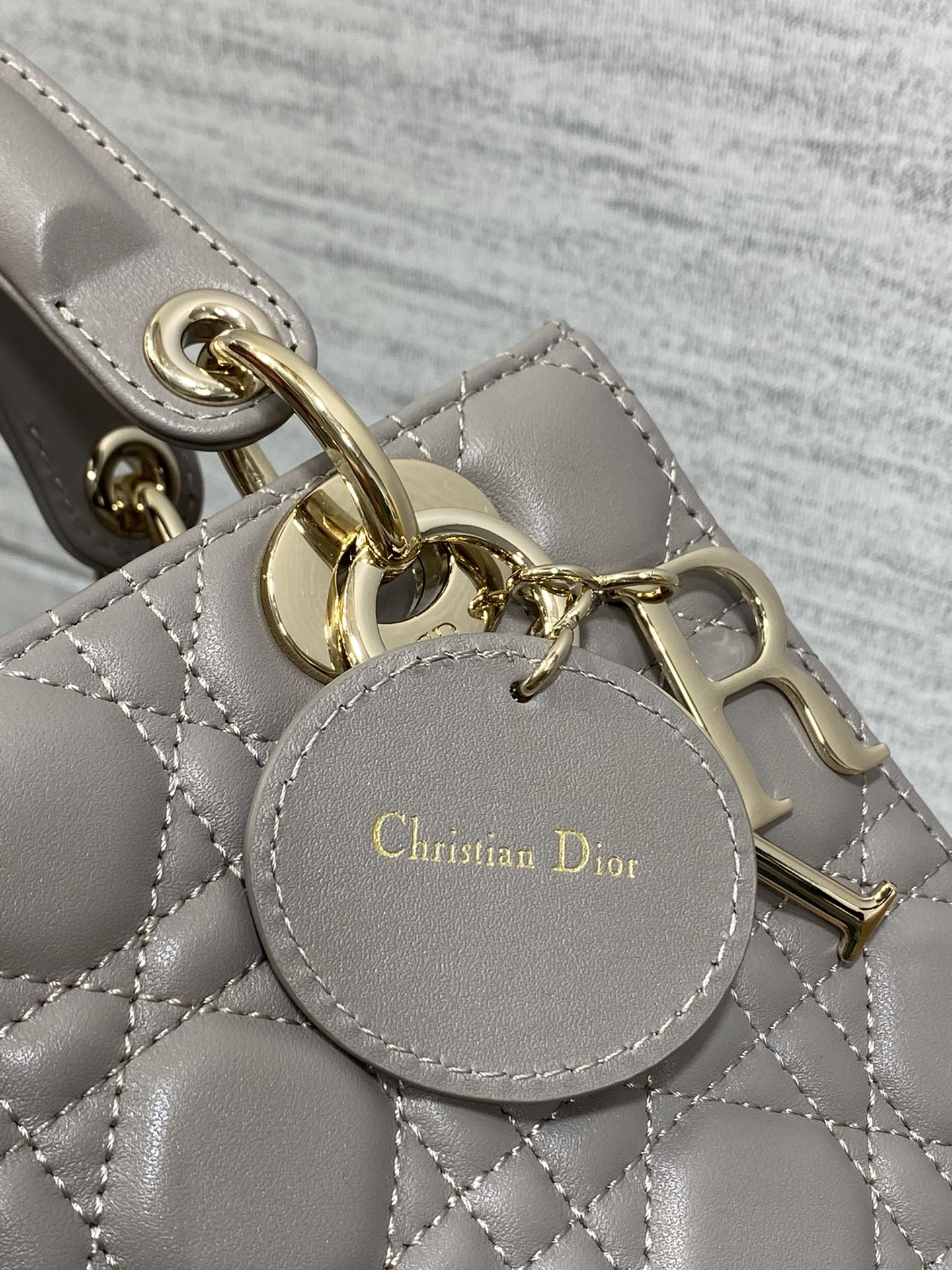 Lady Dior My ABCDior Bag - Stone Grey Cannage Lambskin Small Handbag