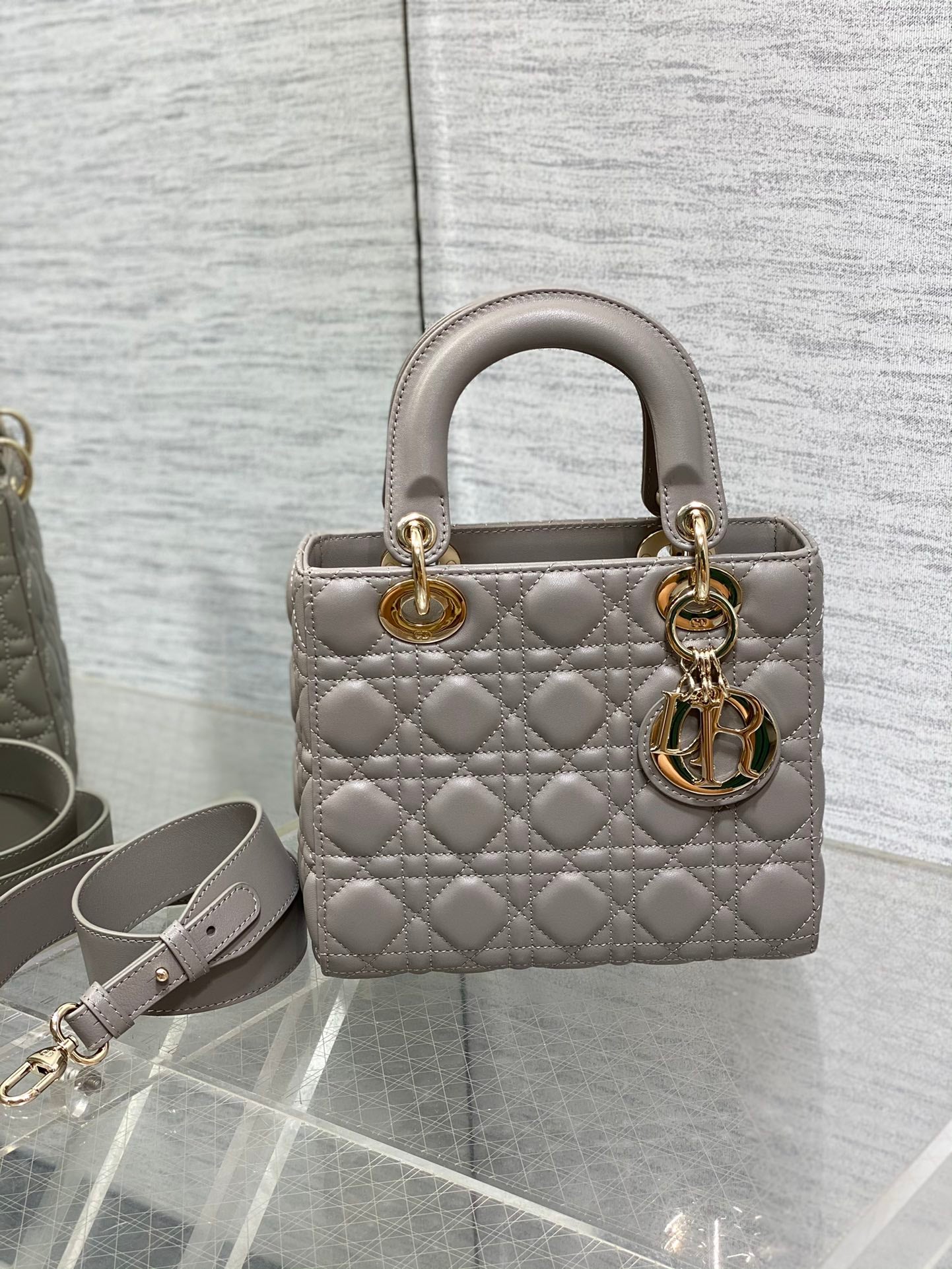 Christian Dior Small My ABCDior Lady Dior Bag - Grey Cannage Lambskin