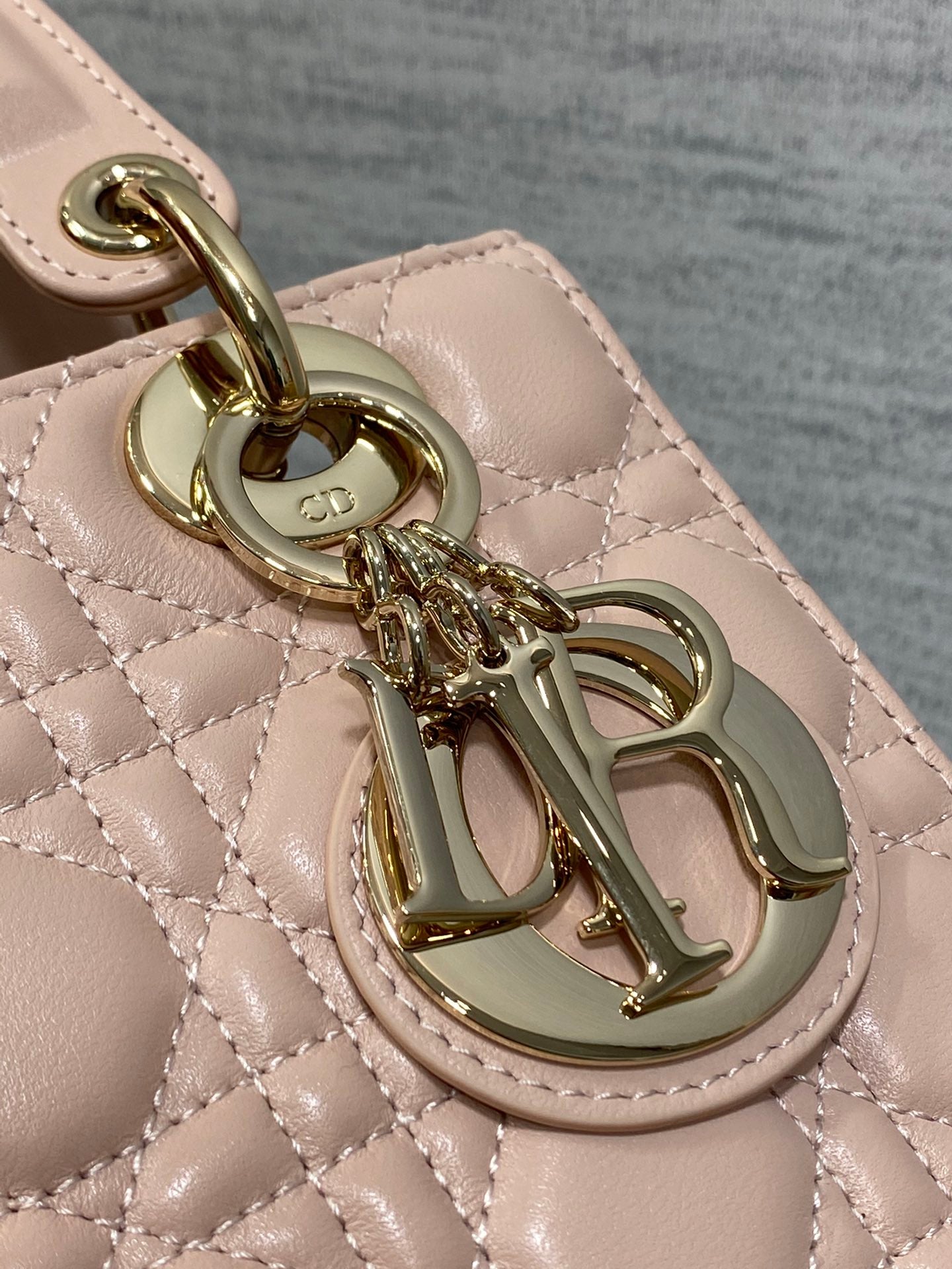 Christian Dior Small Lady Dior My ABCDior Bag in Rose des Vents Cannage Lambskin