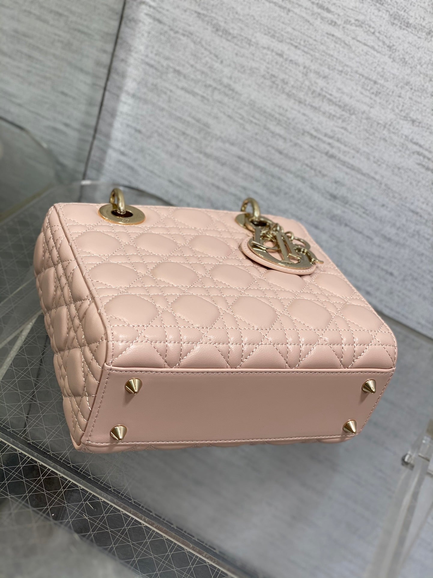 Christian Dior Small Lady Dior My ABCDior Bag in Rose des Vents Cannage Lambskin