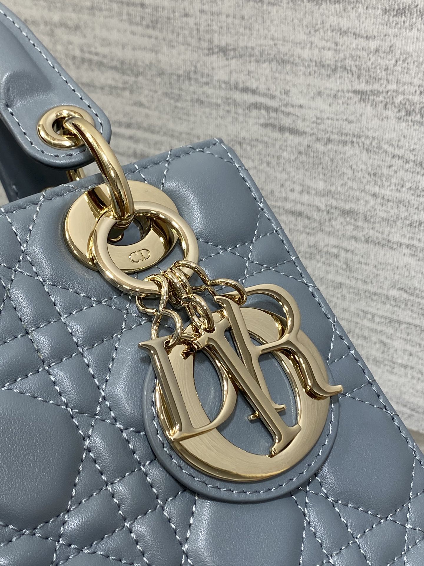 Christian Dior Small Lady Dior Bag in Cloud Blue Cannage Lambskin