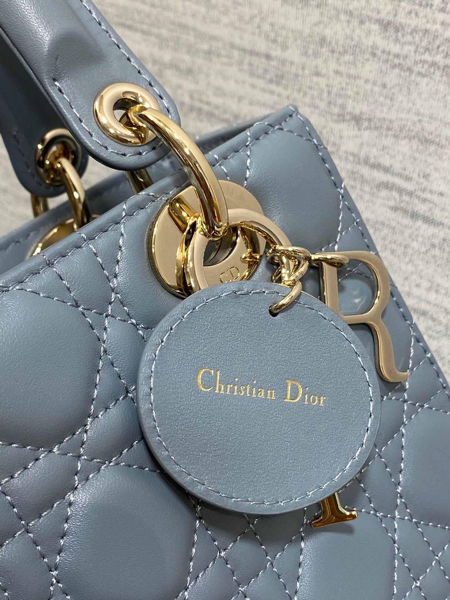 Small Lady My ABCDior Bag in Blue Cannage Lambskin