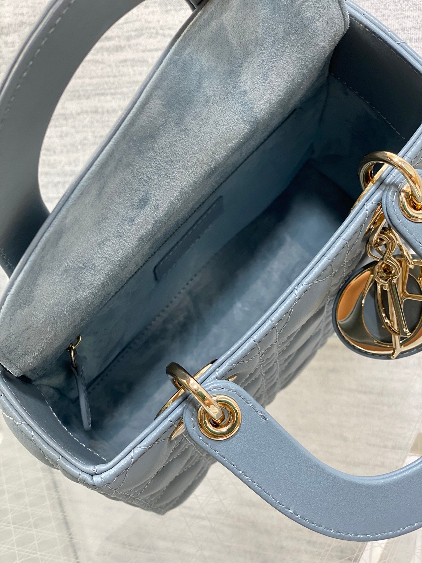 Christian Dior Small Lady My ABCDior Bag Blue Cannage Lambskin
