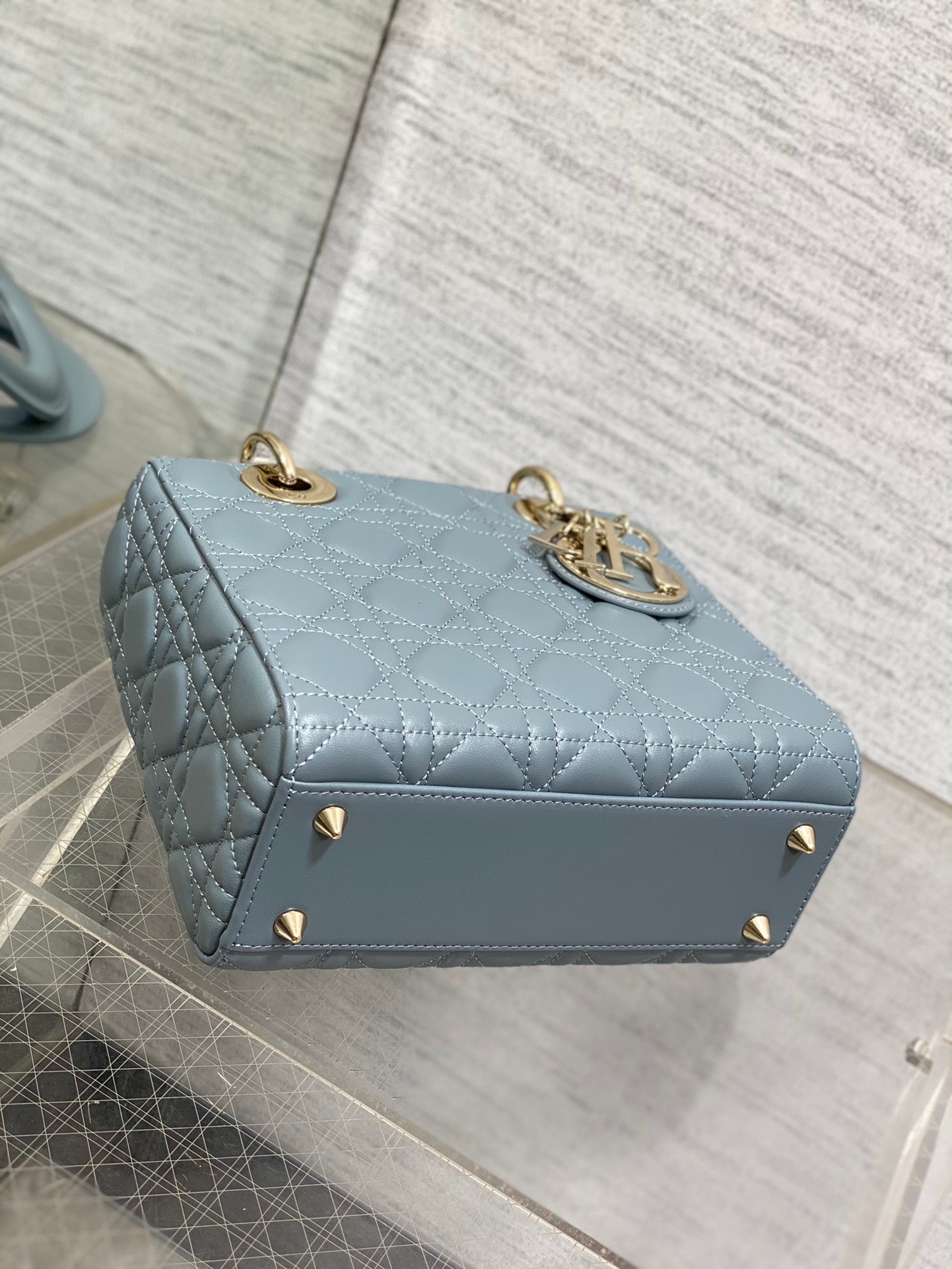 Christian Dior Small Lady My ABCDior Bag Blue Cannage Lambskin