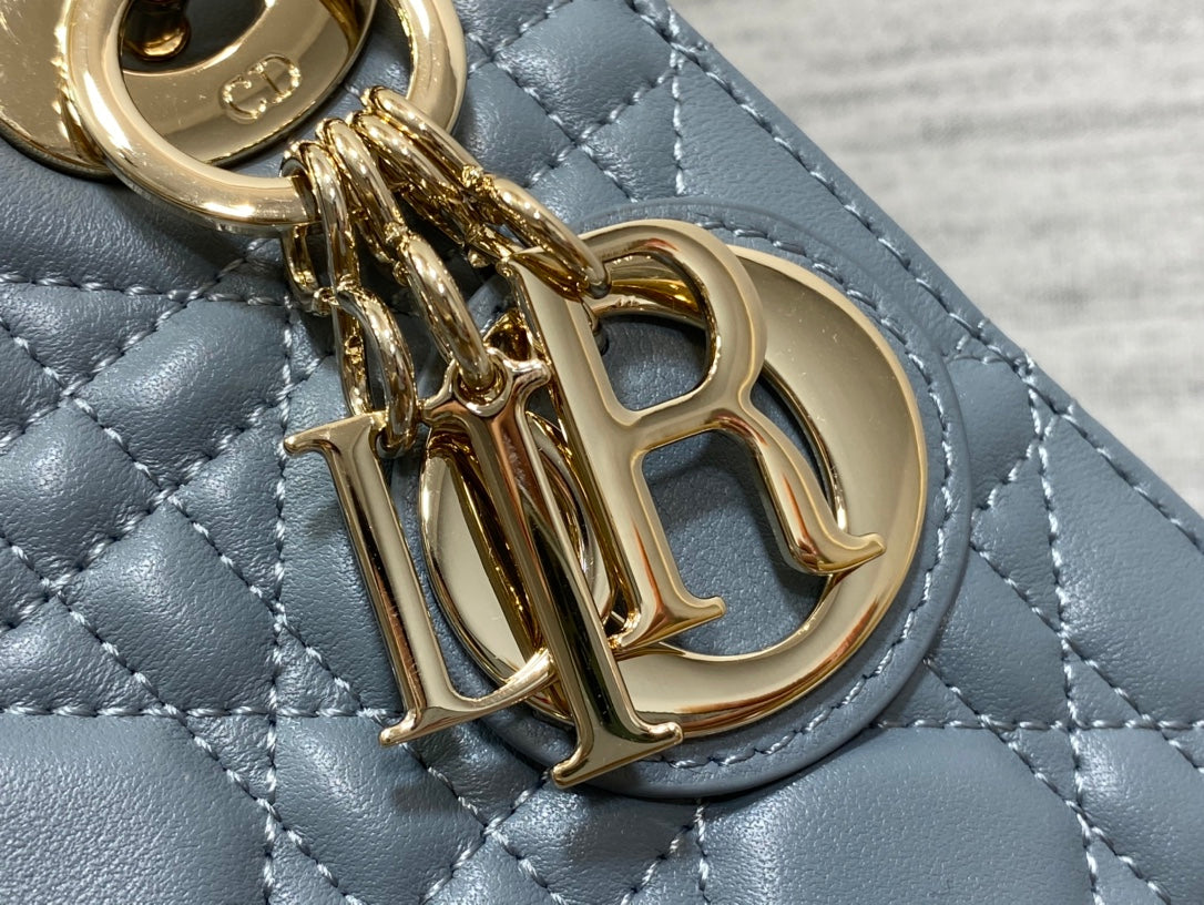 Christian Dior Lady Dior Mini Bag Cannage Lambskin - Dusty Blue