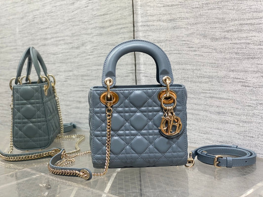 Lady Dior Mini Bag - Cloud Blue Cannage Lambskin with Gold Hardware