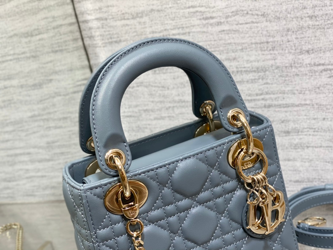 Lady Dior Mini Bag - Cloud Blue Cannage Lambskin with Gold Hardware