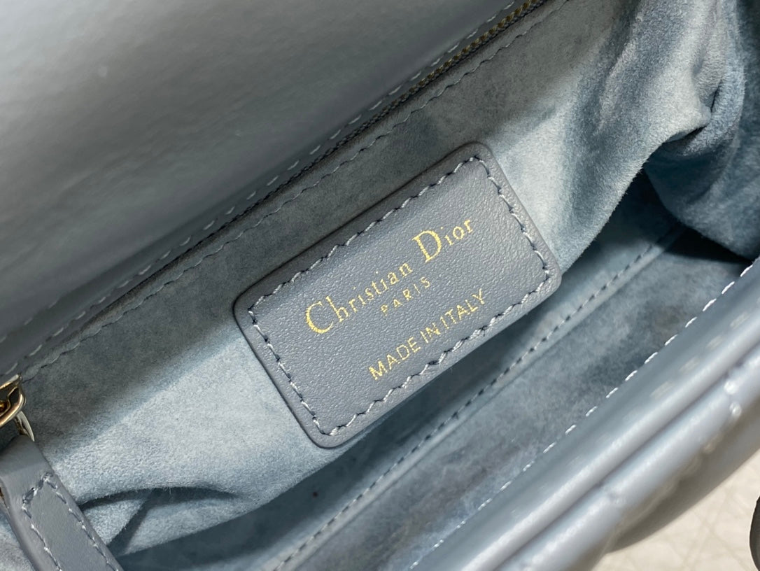 Christian Dior Lady Dior Mini Bag Cannage Lambskin - Dusty Blue