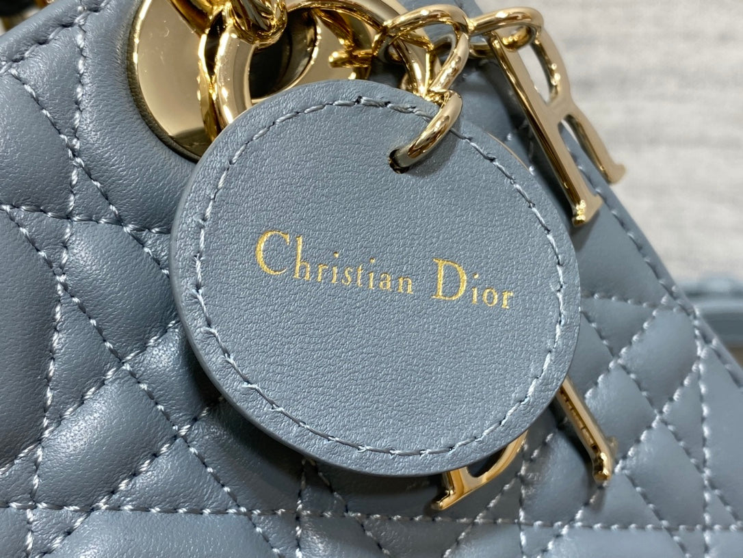 Lady Dior Mini Bag - Cloud Blue Cannage Lambskin with Gold Hardware