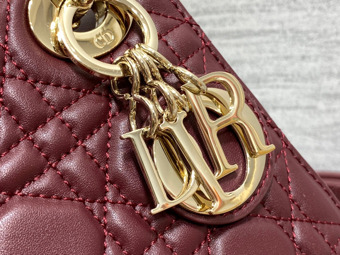 Lady Dior Mini Bag Burgundy Cannage Lambskin