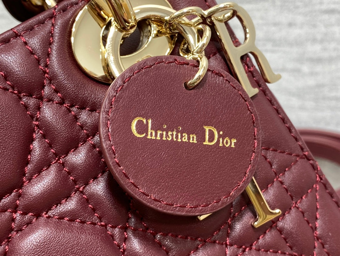 Lady Dior Mini Bag Burgundy Cannage Lambskin