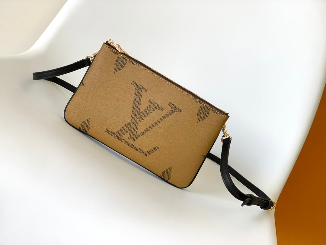 Louis Vuitton Giant Monogram Reverse Canvas Pochette Crossbody Bag - Tan/Black