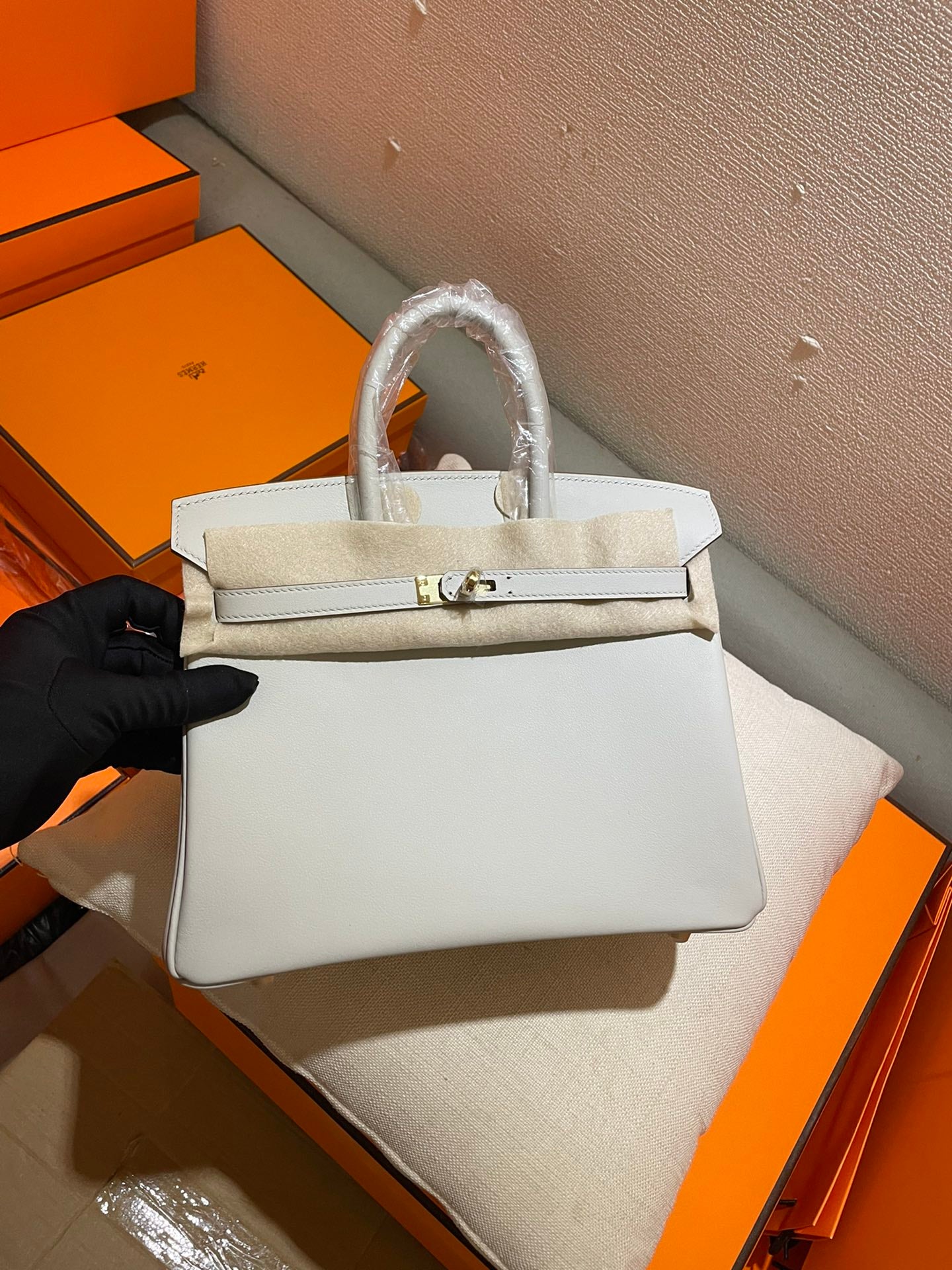 Hermès Birkin 25 White Togo Leather Palladium Hardware Handbag