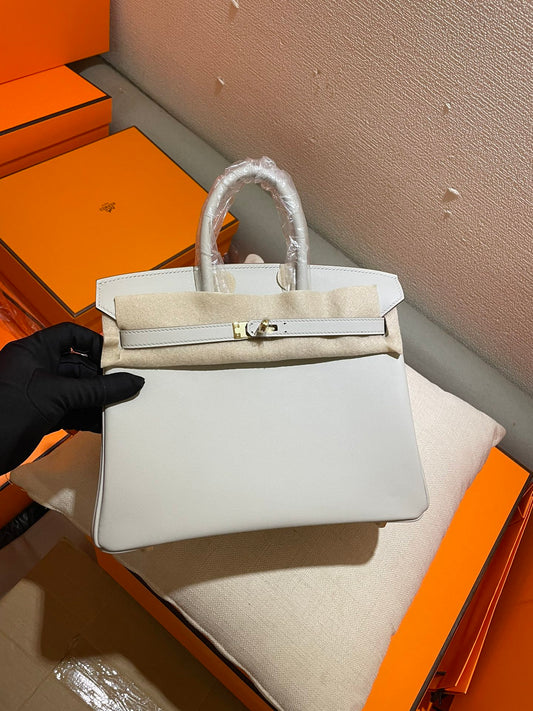 Hermès Birkin 25 White Togo Leather Palladium Hardware Handbag