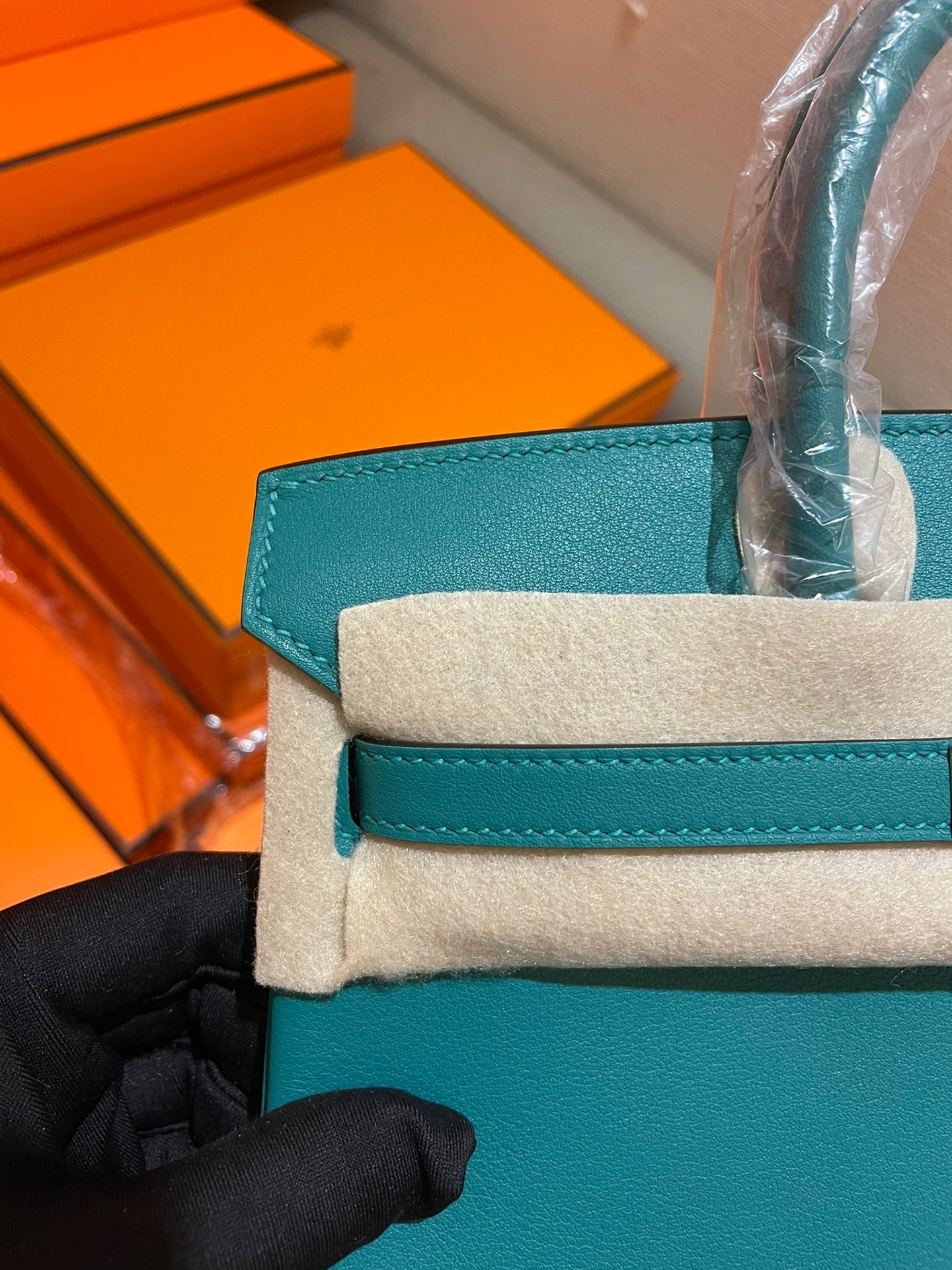Luxury Teal Leather Top Handle Handbag with Silver Hardware - Classic Birkin Style Tote
