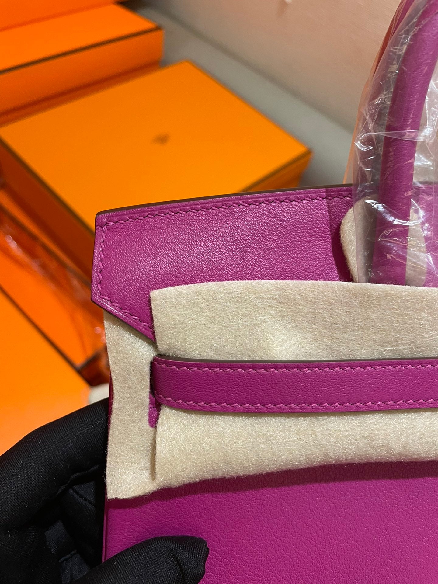 Elegant Purple Textured Leather Top Handle Handbag