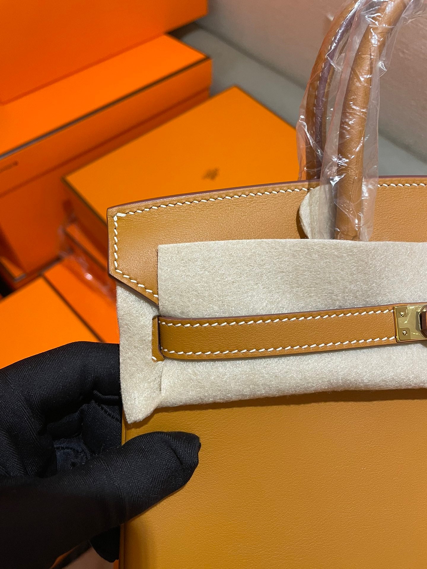 Luxury Gold Leather and Canvas Top Handle Satchel Handbag - Elegant Two-Tone Tote