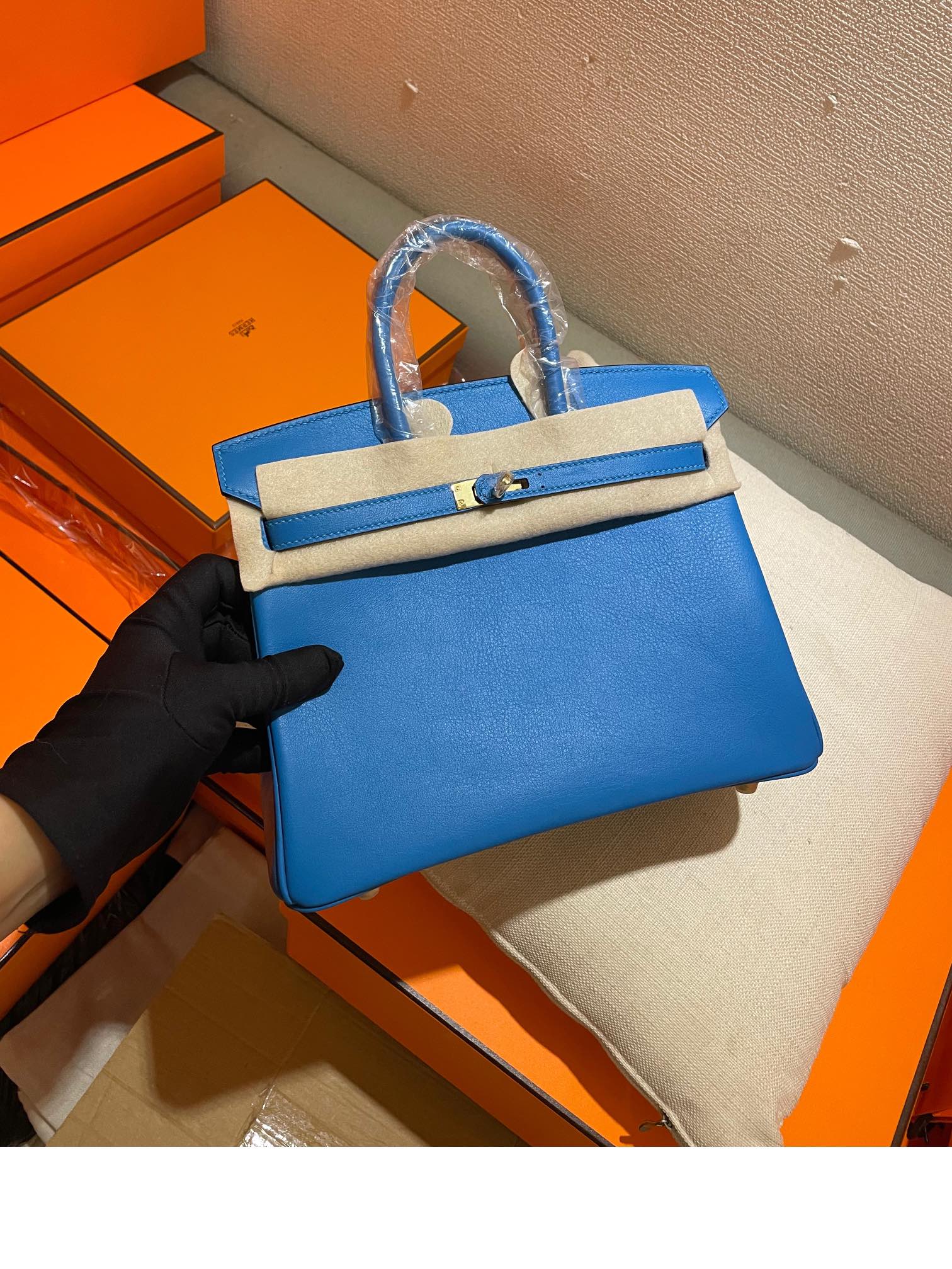 Luxury Electric Blue Leather Top-Handle Handbag with Silver-Tone Hardware