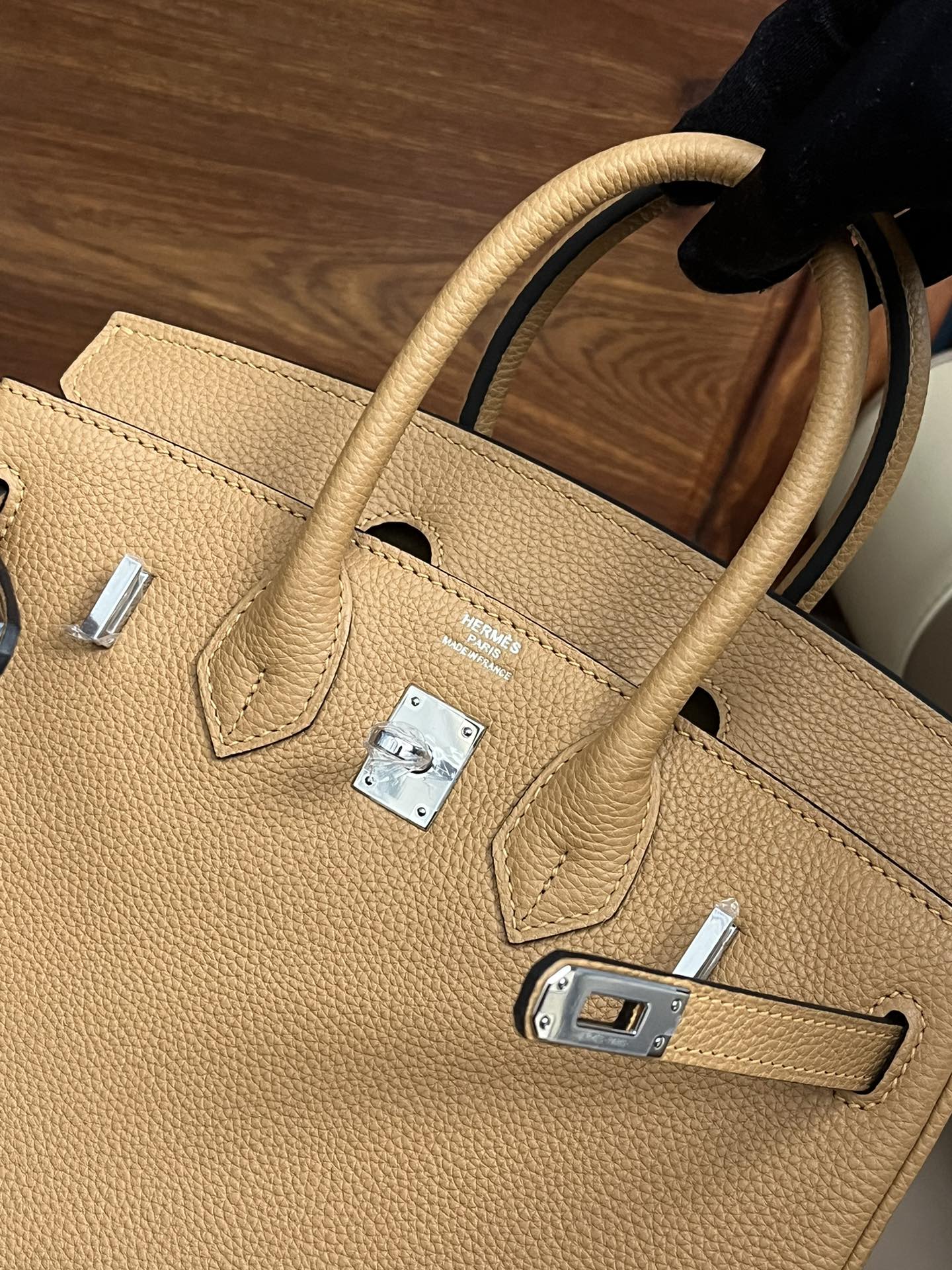 Classic Tan Leather Satchel Handbag with Silver Hardware and Top Handles