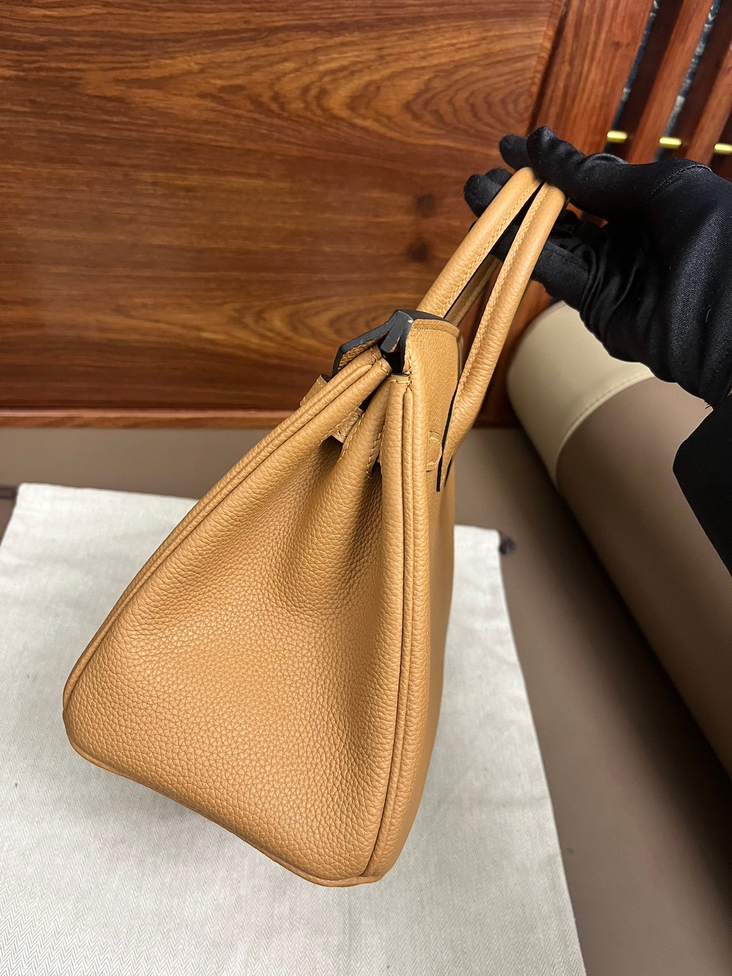 Classic Tan Leather Satchel Handbag with Silver Hardware and Top Handles