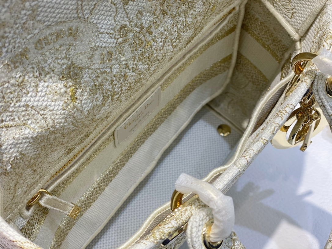 Dior Floral Embroidered Top Handle Crossbody Bag in Sage Green